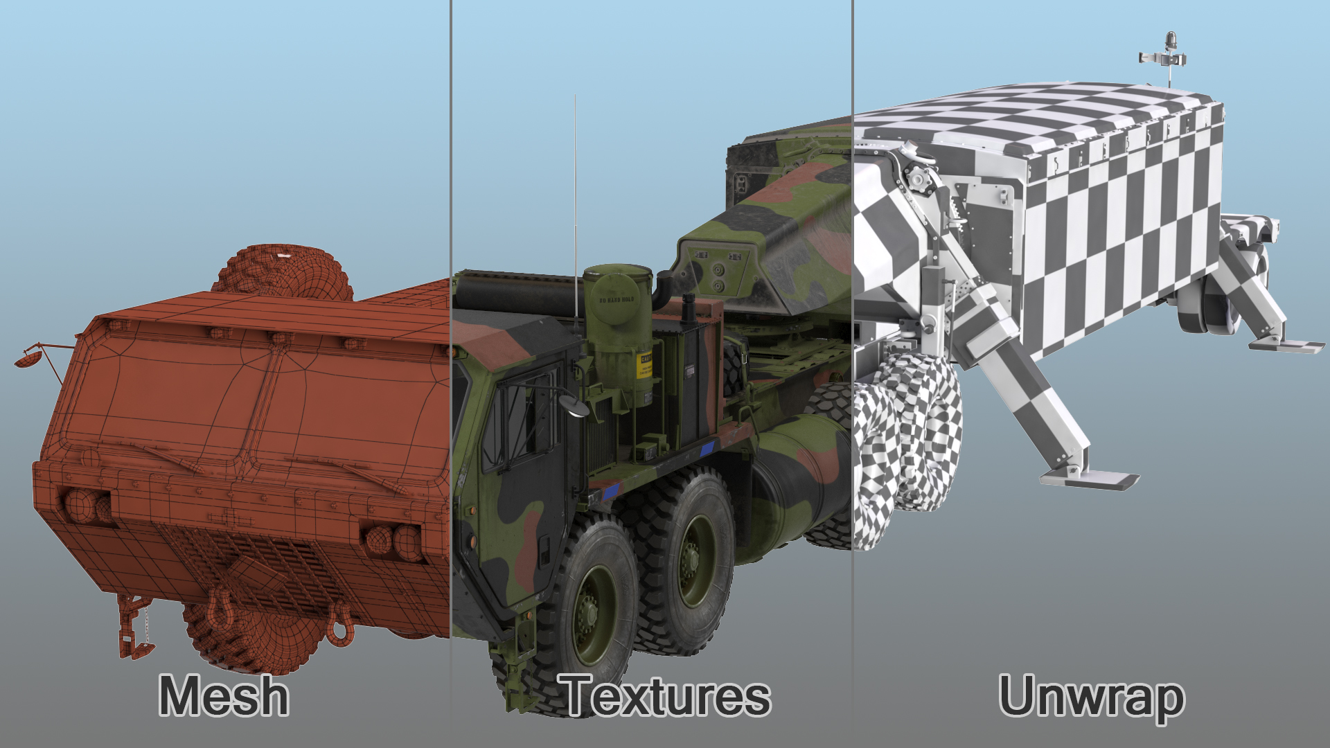 Camo M983 Tractor with THAAD TPY2 Radar 3D model
