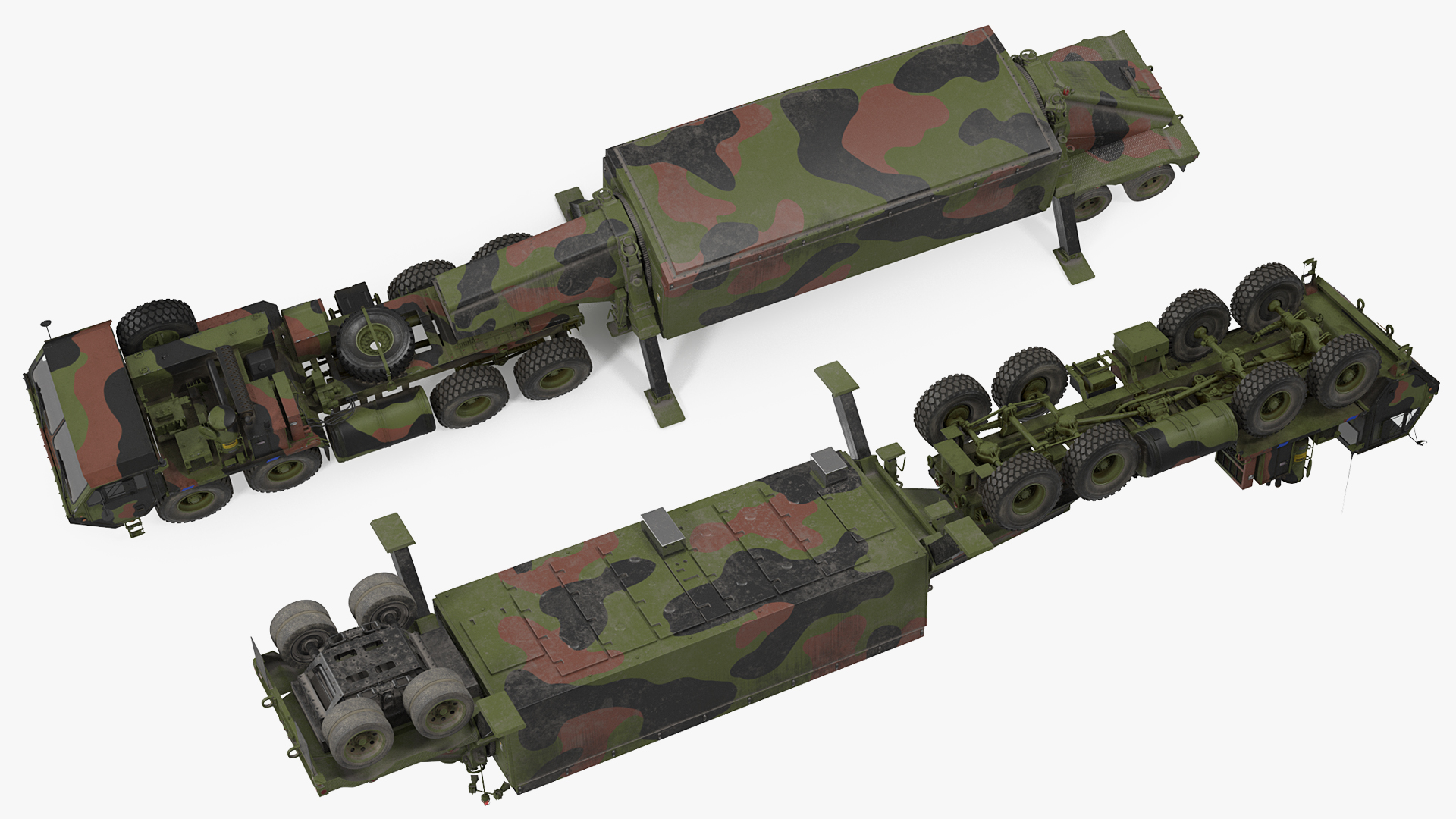 Camo M983 Tractor with THAAD TPY2 Radar 3D model