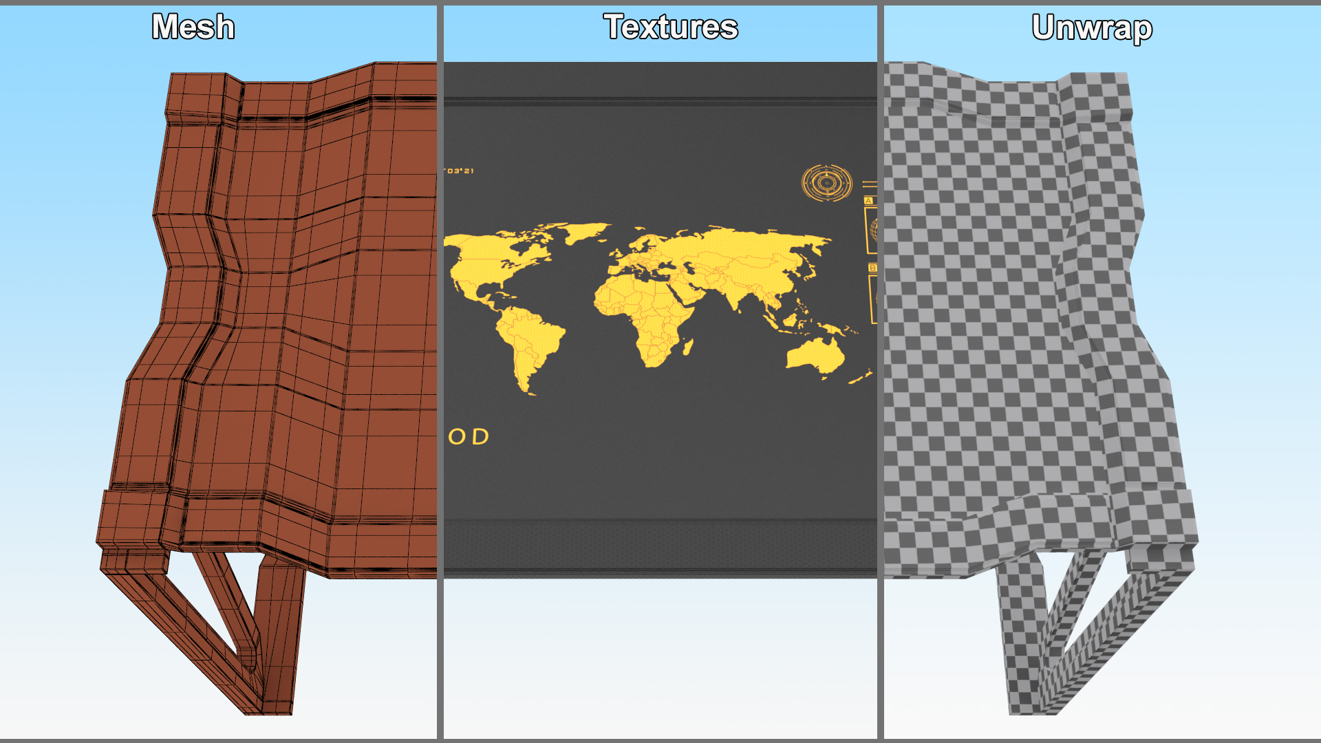 Sci-fi Table Orange 3D model