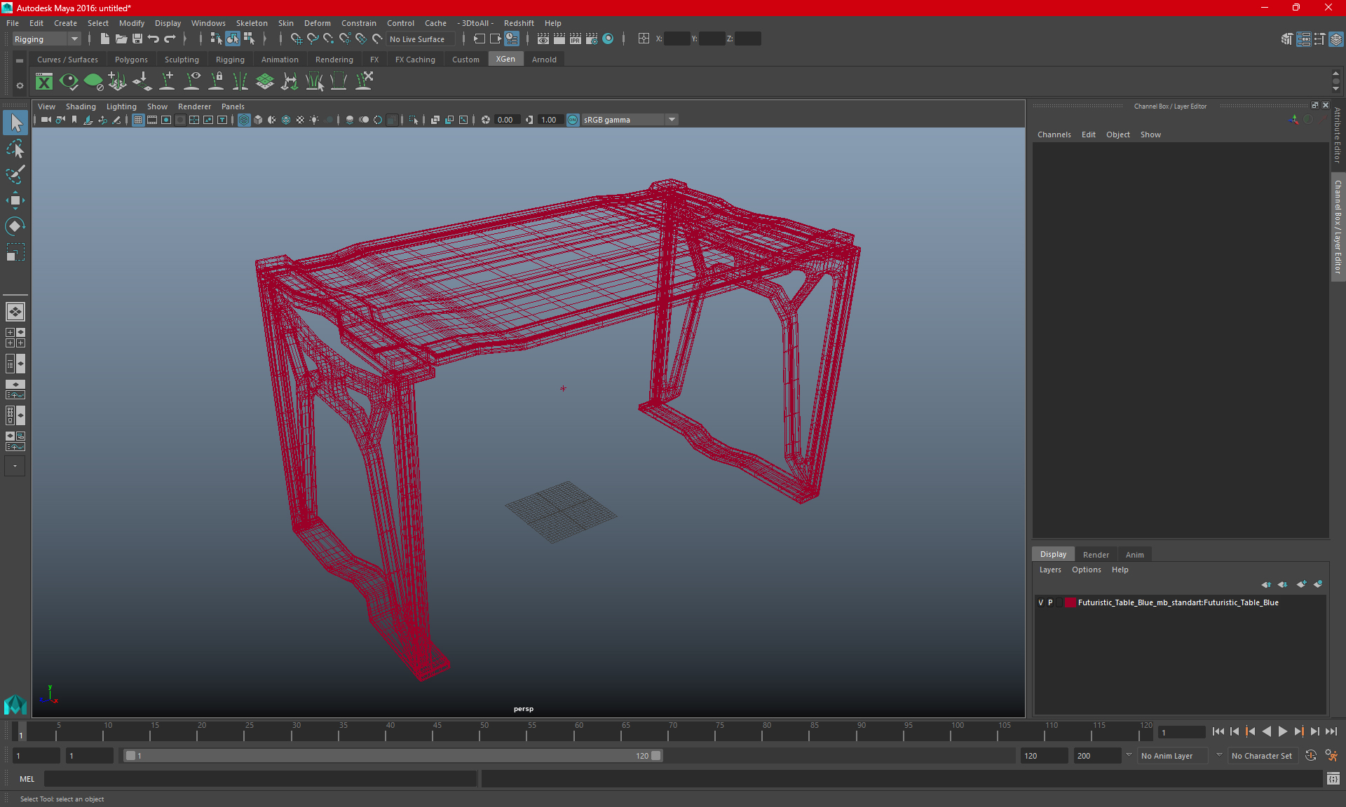 Sci-fi Table Orange 3D model