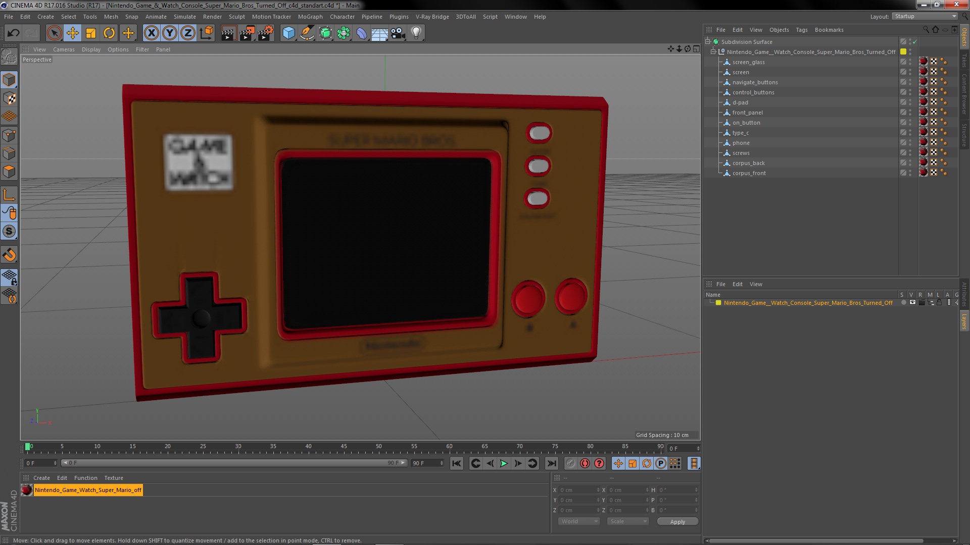 Nintendo Game and Watch Console Super Mario Bros Turned Off 3D model