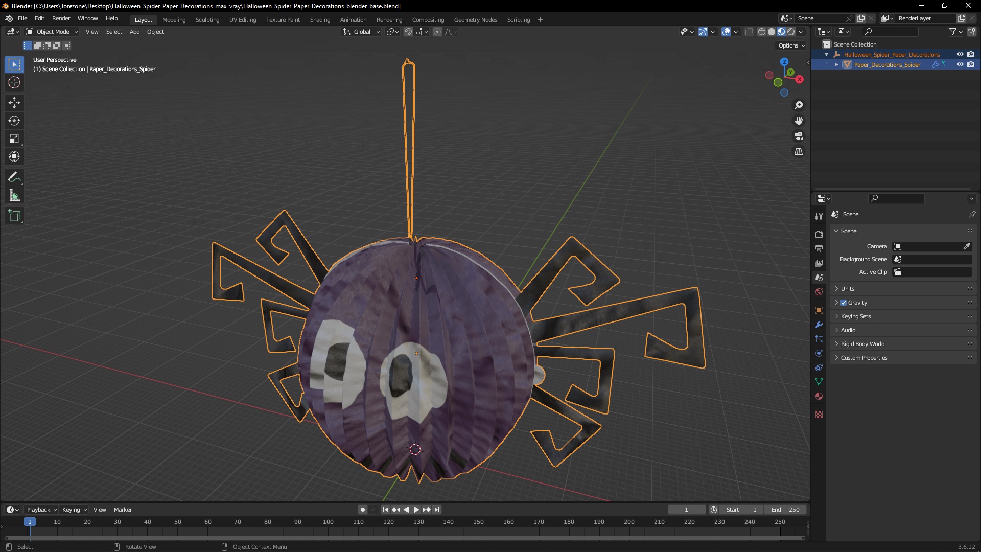 Halloween Spider Paper Decorations 3D model