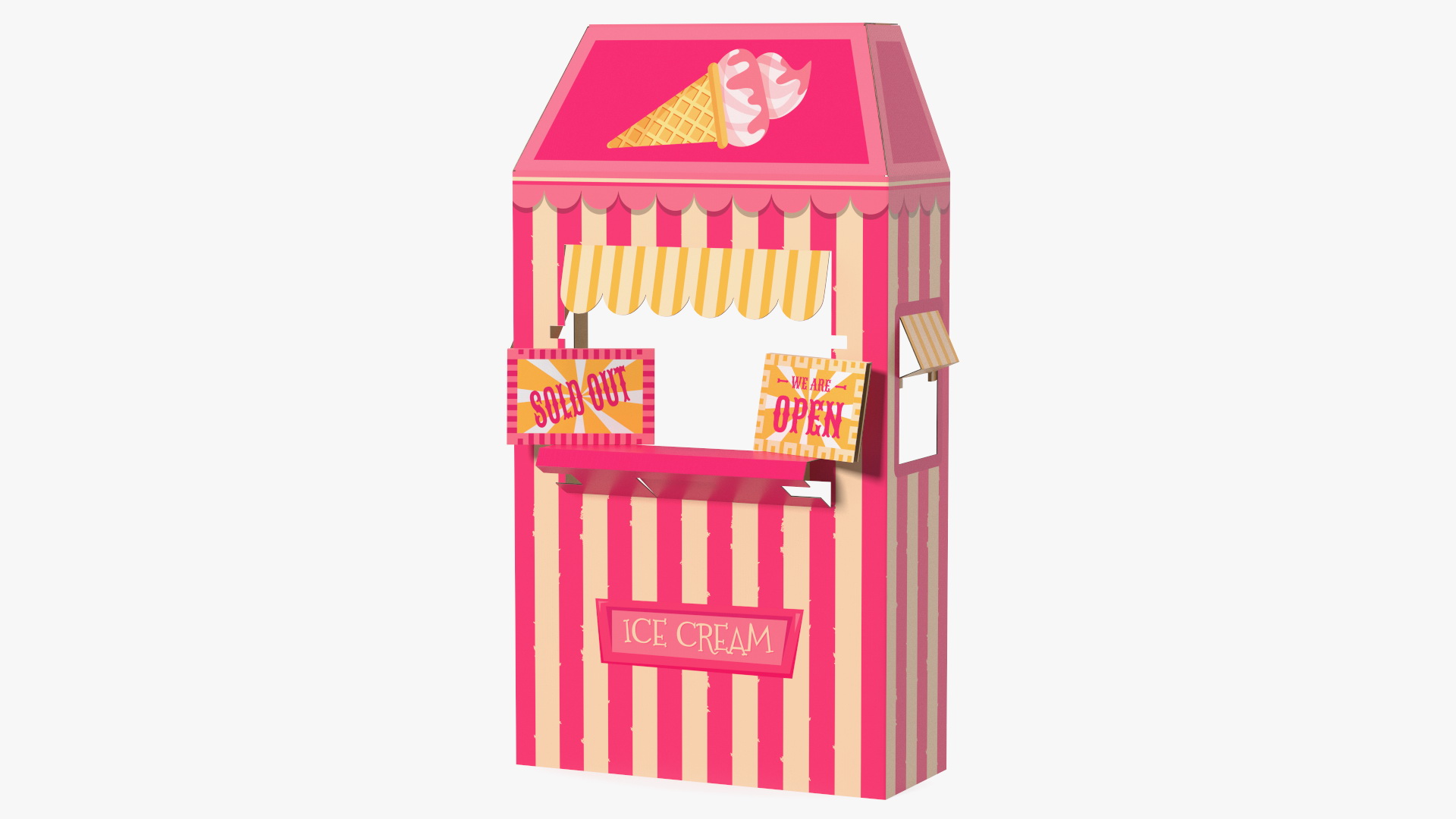 3D Ice Cream Booth Cardboard Stand