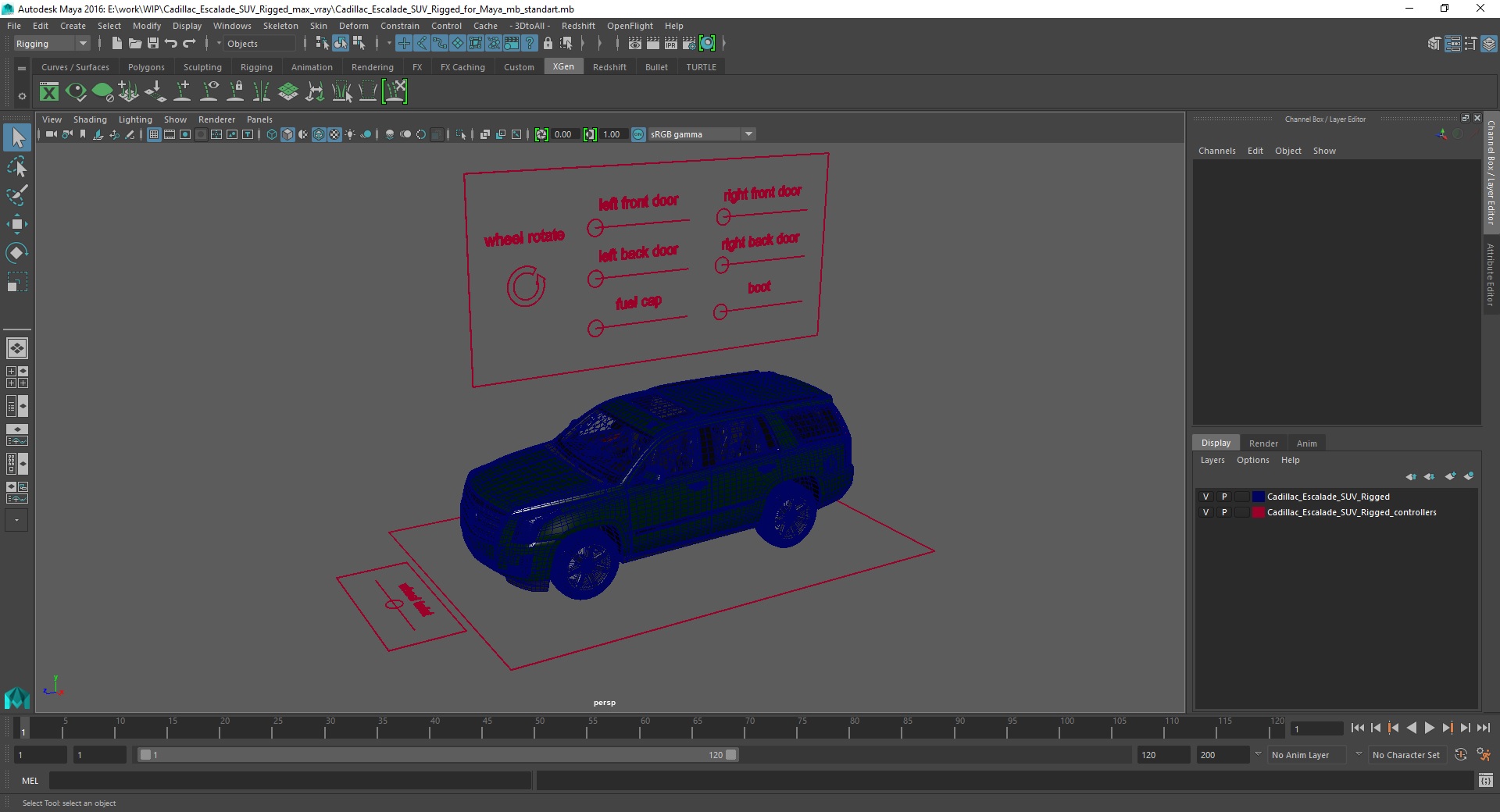 Cadillac Escalade SUV Rigged for Maya 3D