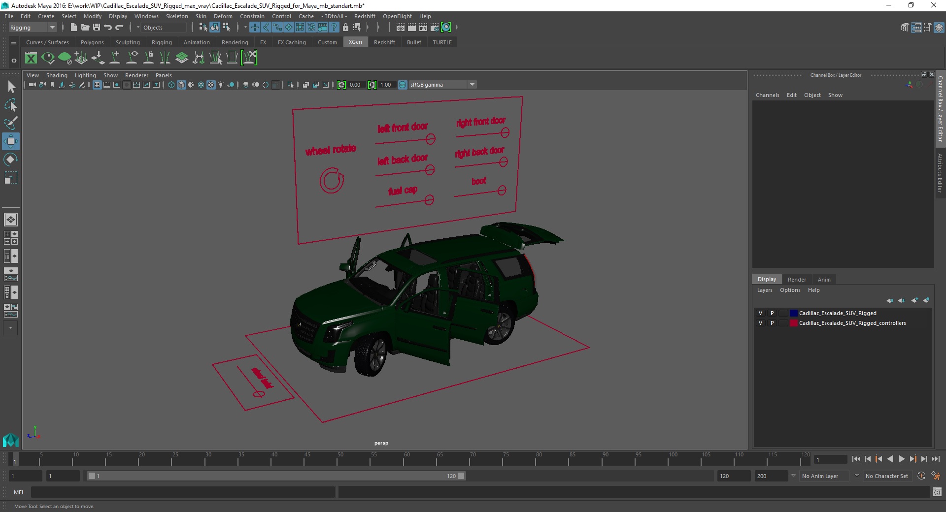 Cadillac Escalade SUV Rigged for Maya 3D