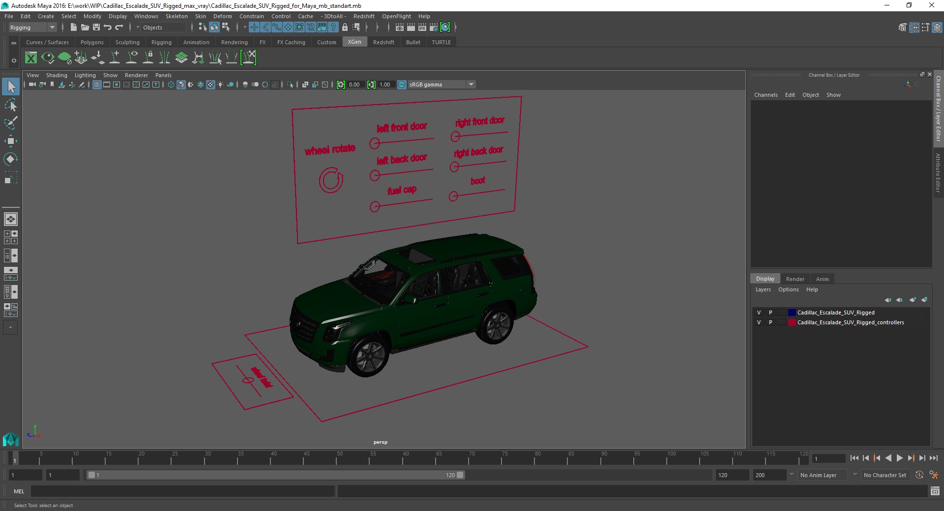 Cadillac Escalade SUV Rigged for Maya 3D