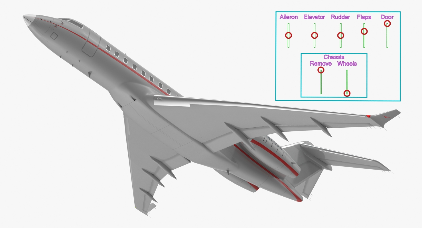 3D Business Jet Global 6000 Rigged