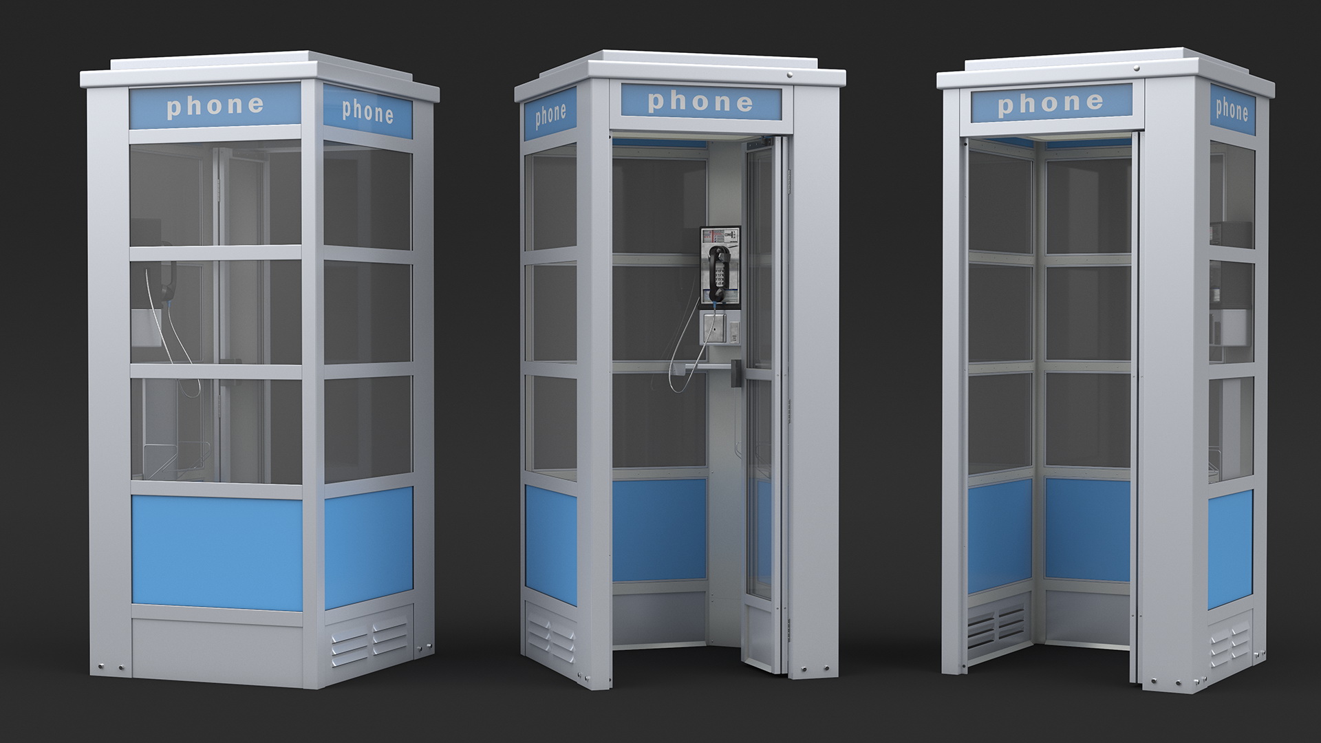 3D model Vintage Public Telephone Booth