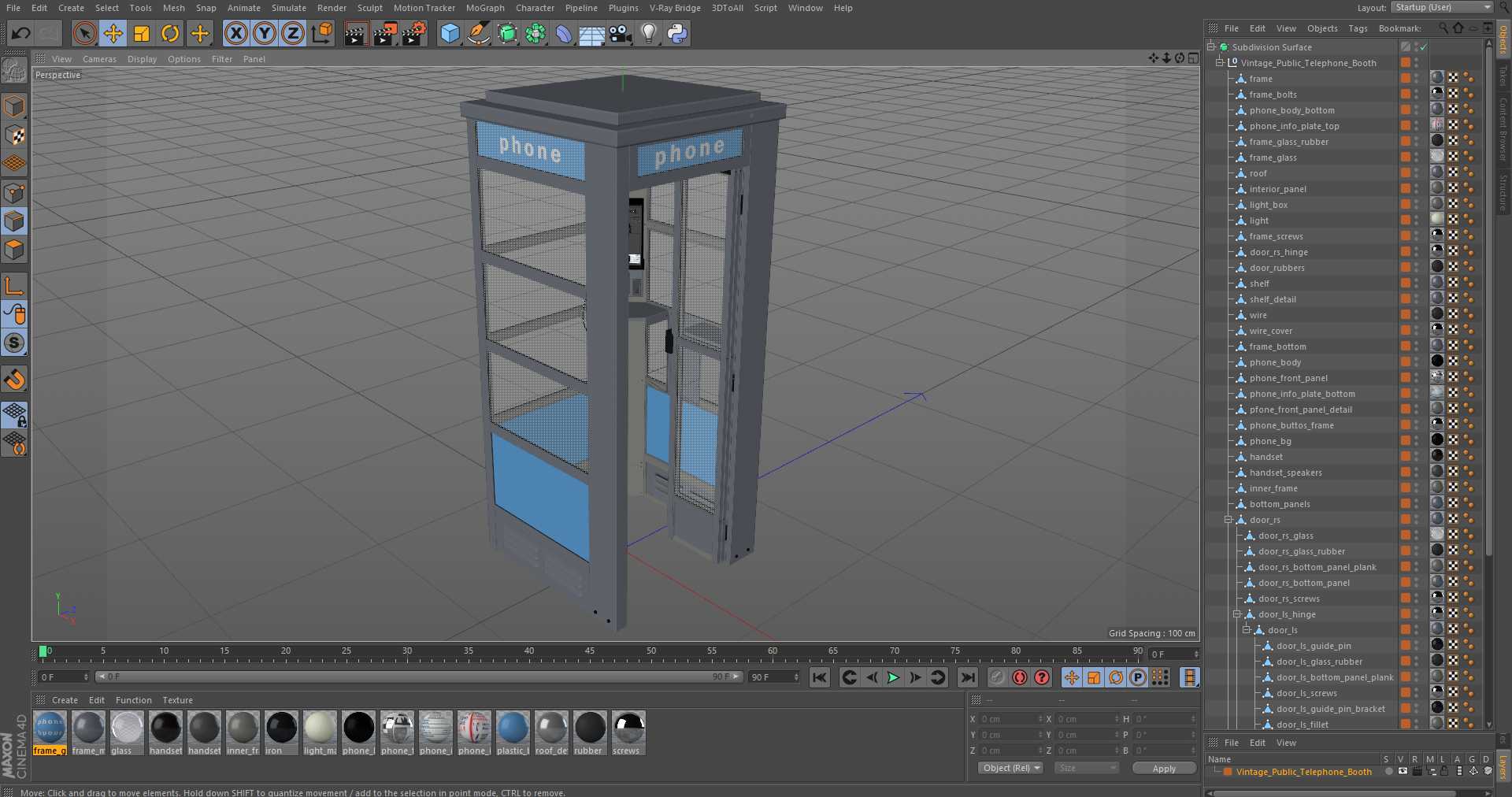 3D model Vintage Public Telephone Booth
