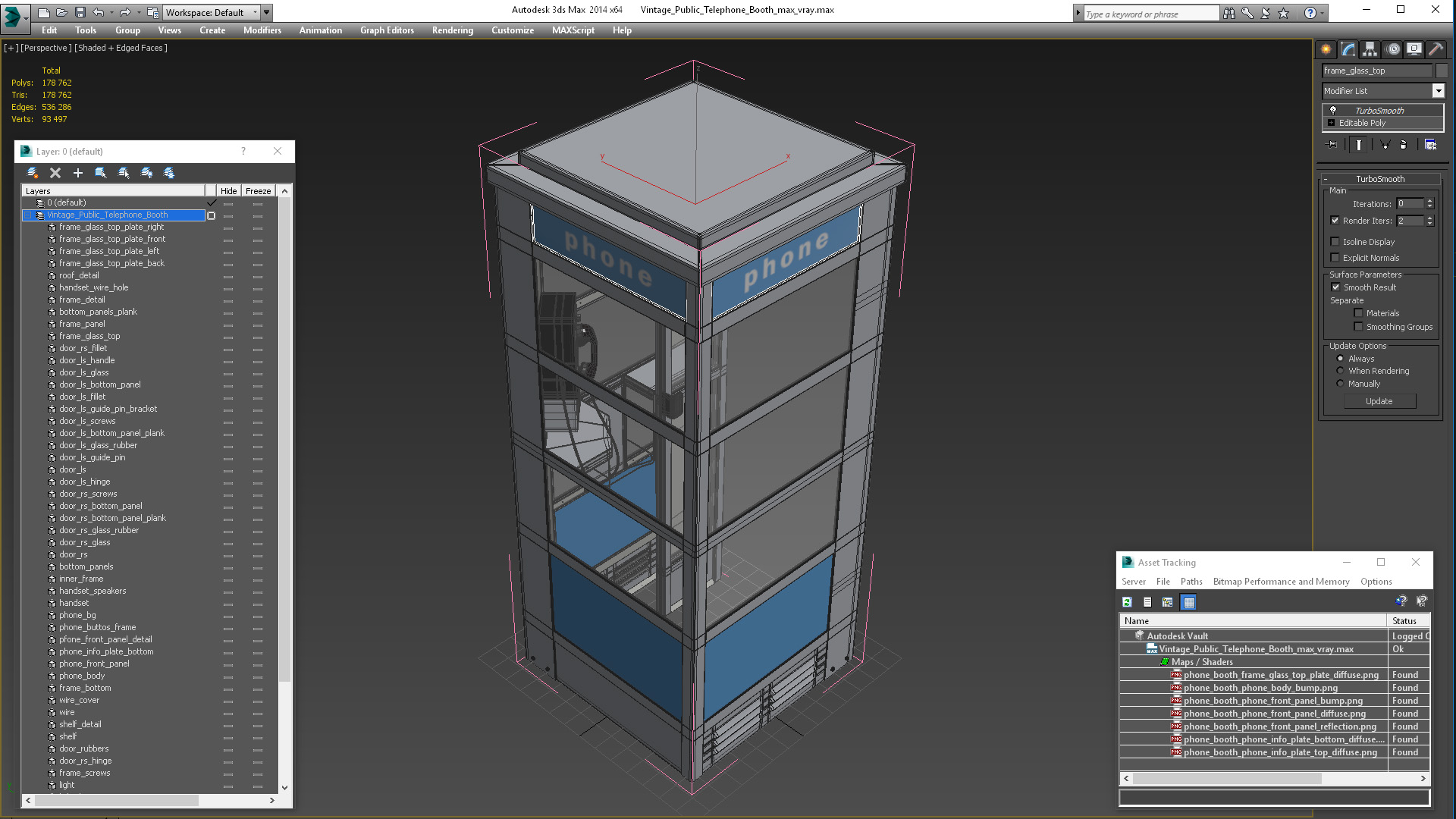 3D model Vintage Public Telephone Booth