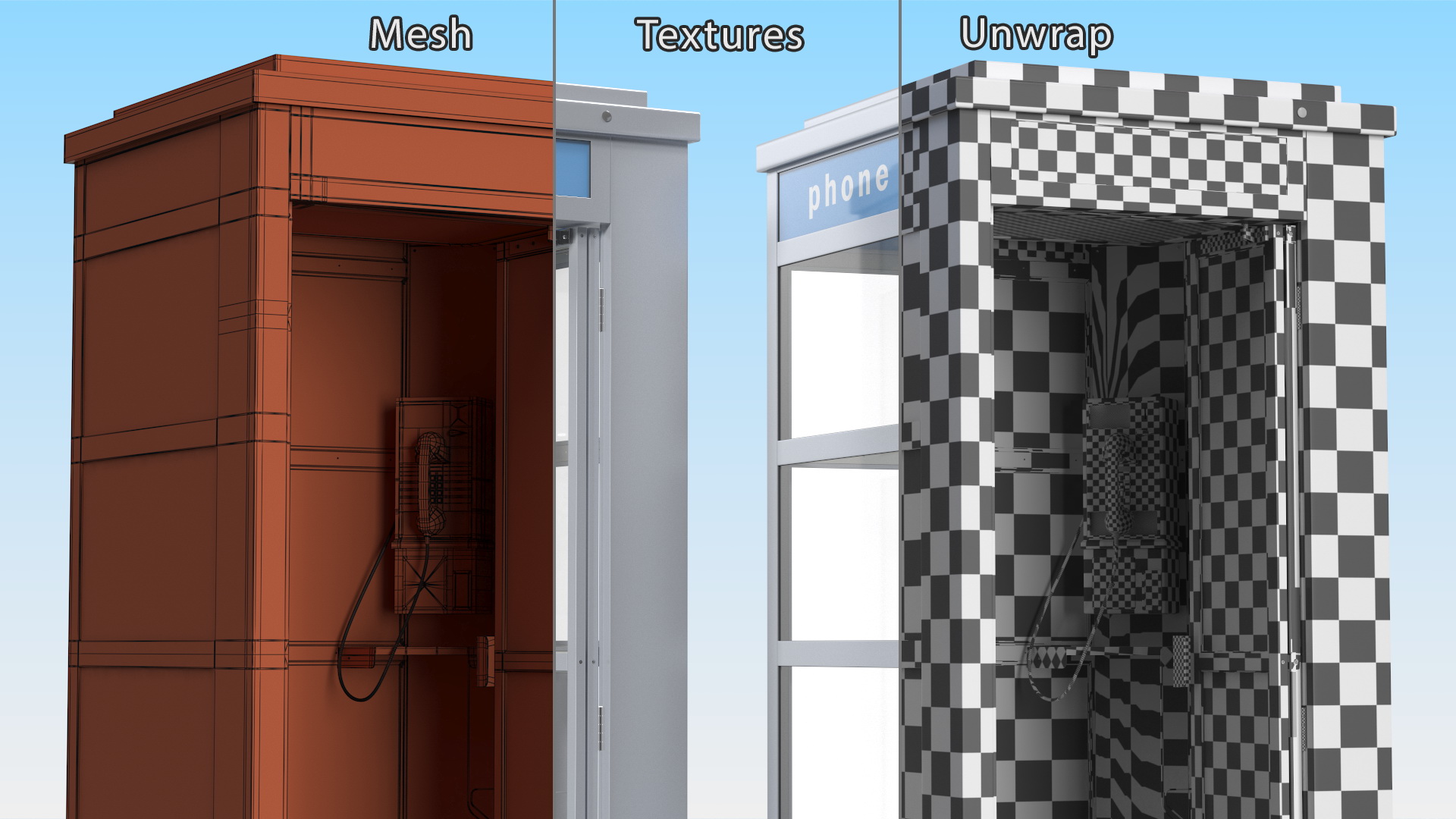 3D model Vintage Public Telephone Booth