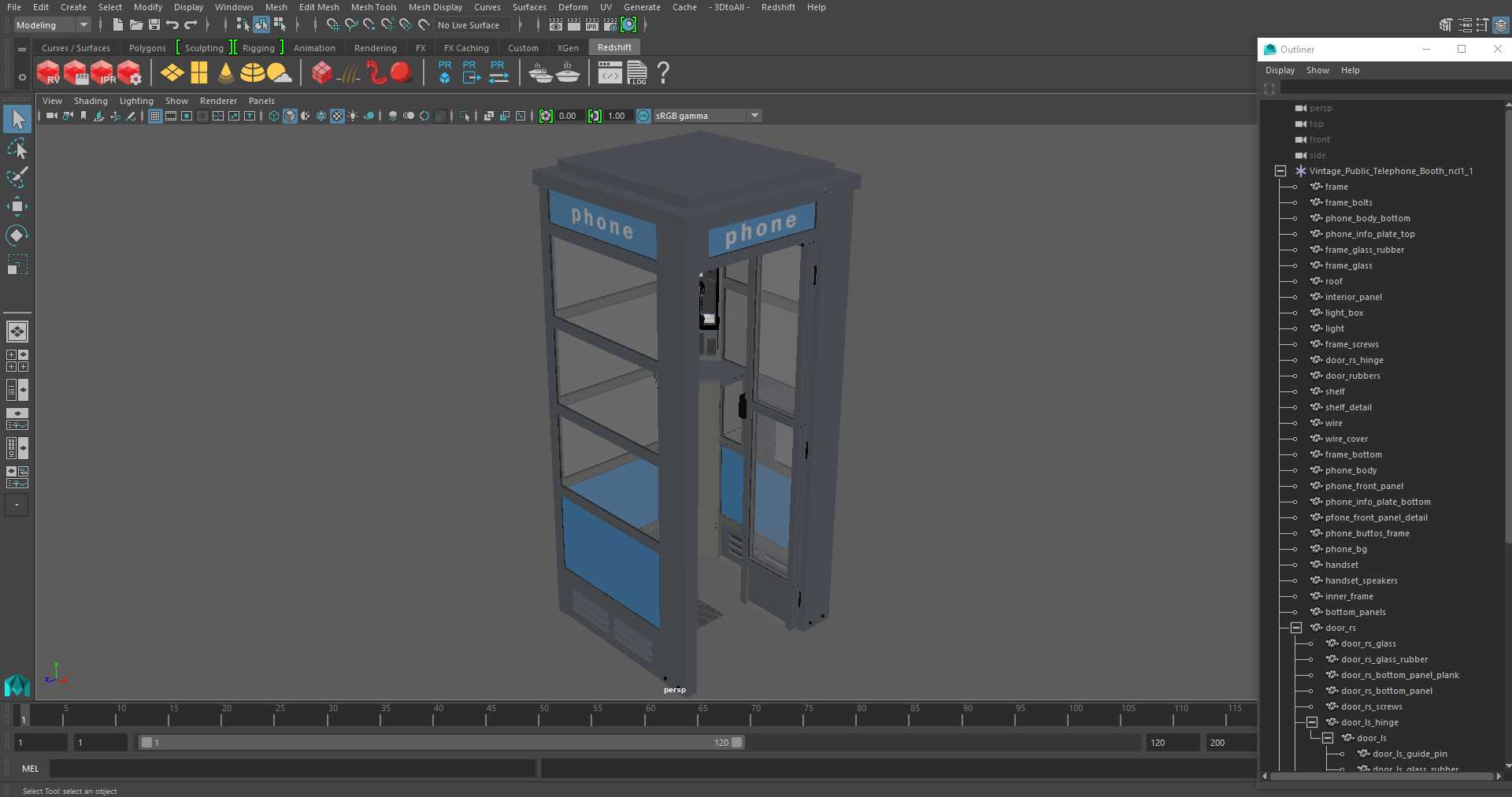 3D model Vintage Public Telephone Booth