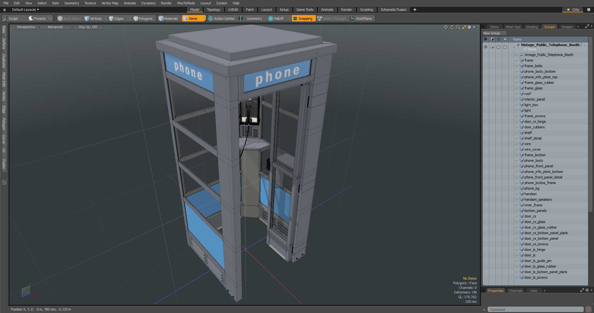 3D model Vintage Public Telephone Booth