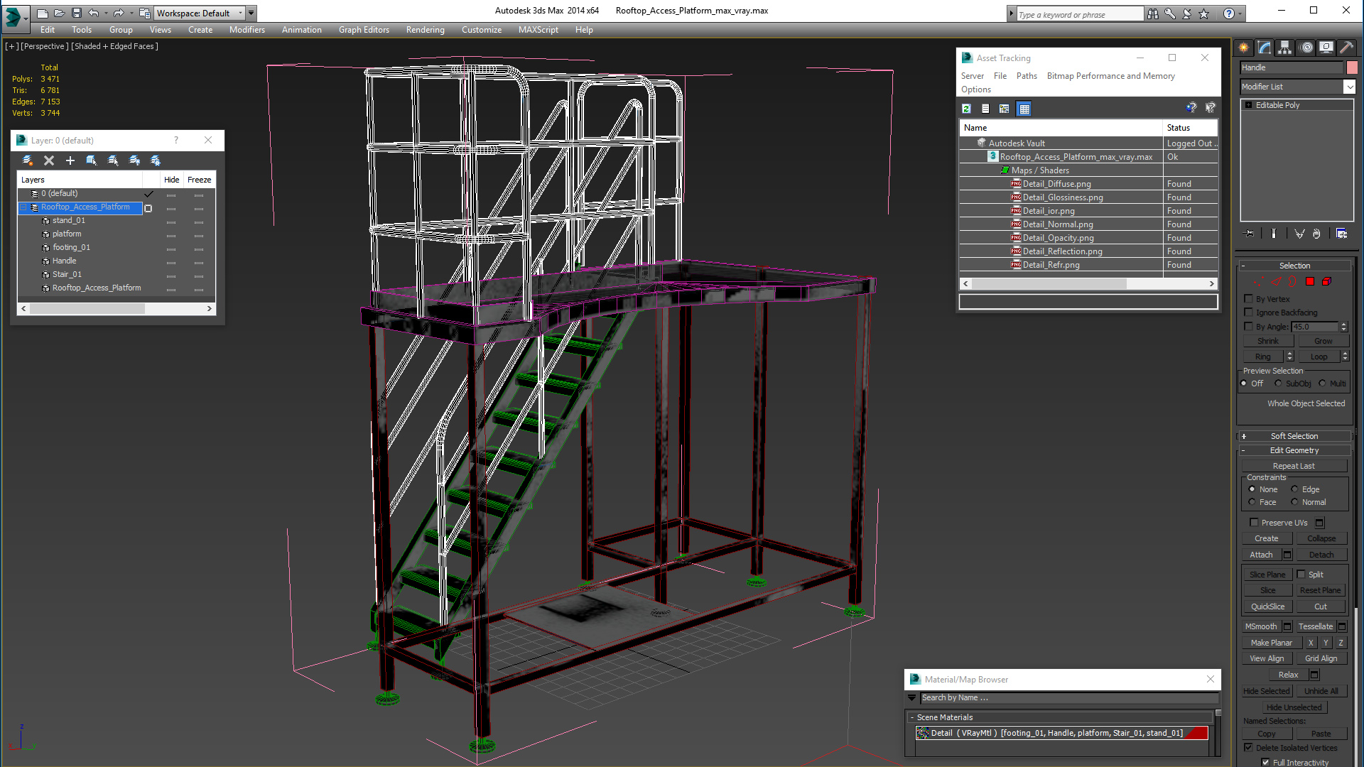 3D Rooftop Access Platform model