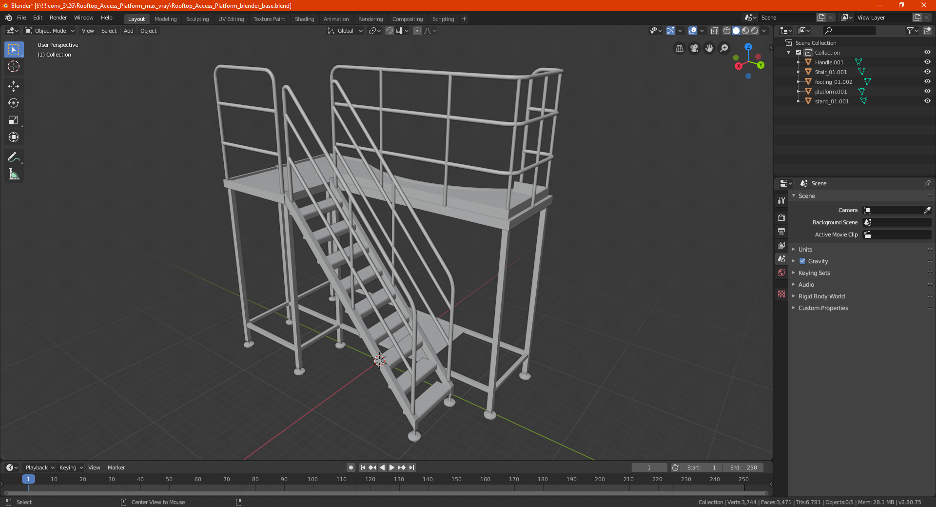 3D Rooftop Access Platform model