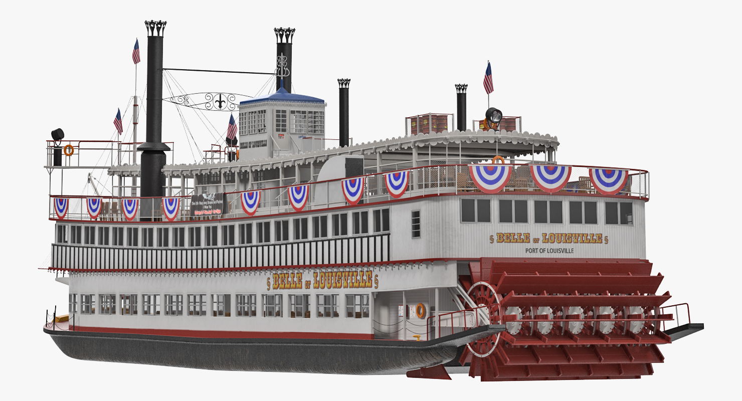Wheeled Steamboat Belle of Louisville Rigged 3D model