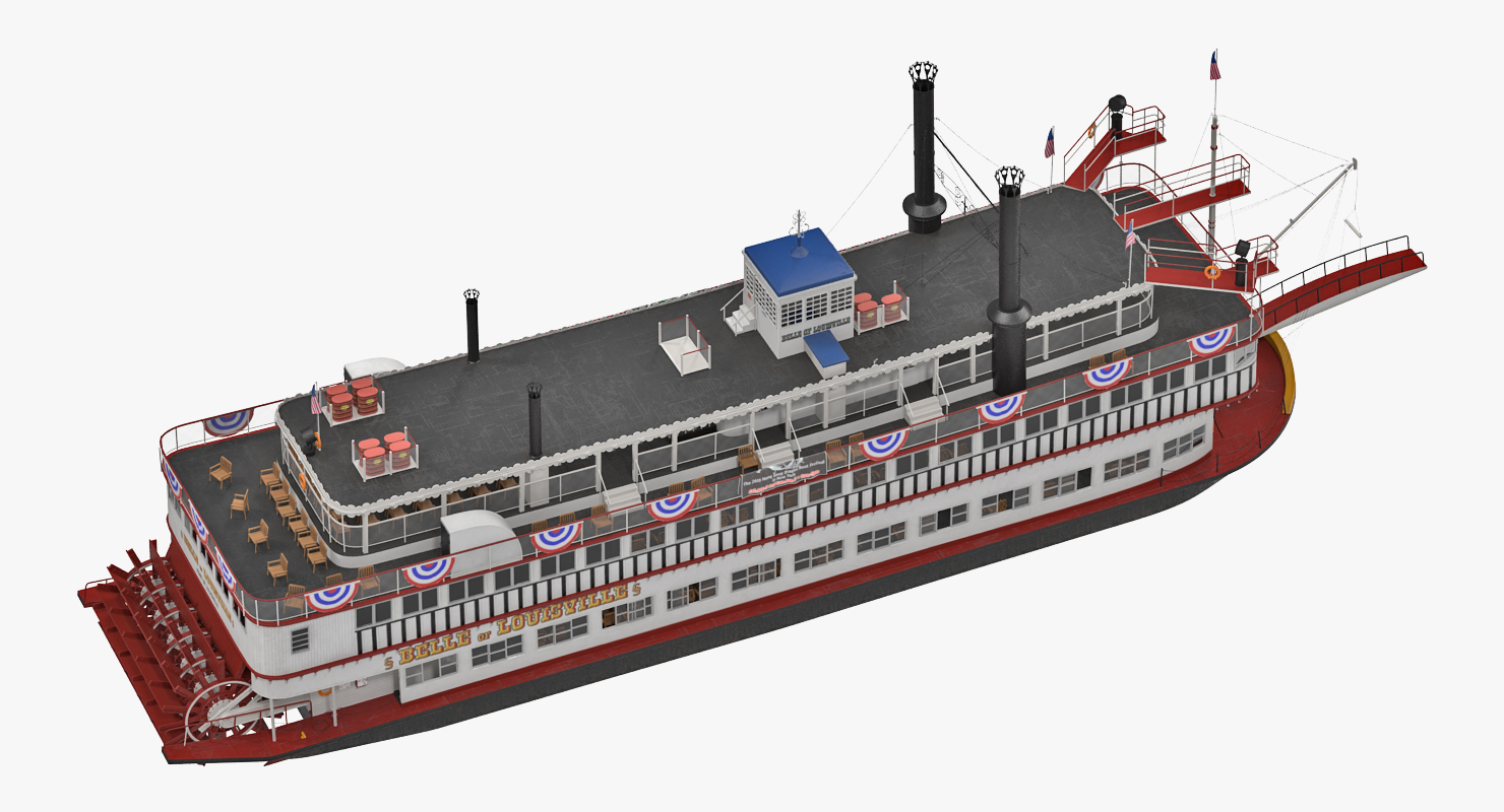 Wheeled Steamboat Belle of Louisville Rigged 3D model