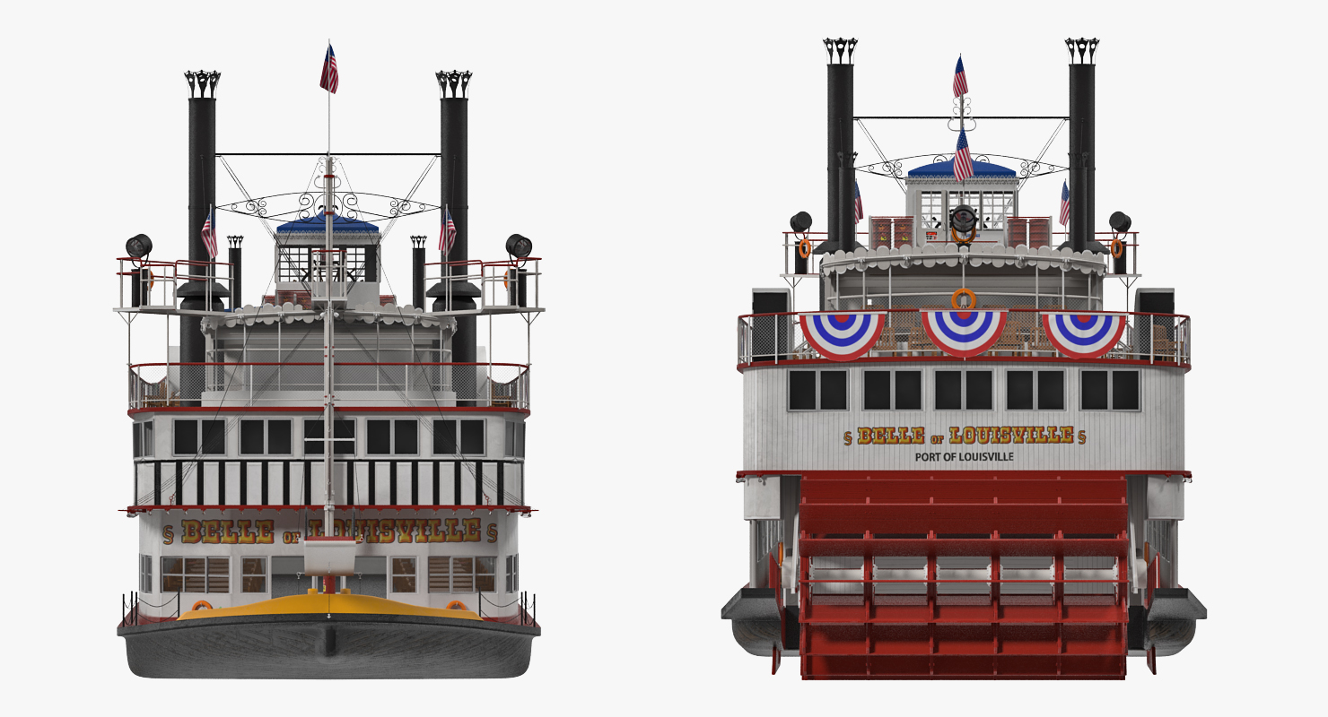 Wheeled Steamboat Belle of Louisville Rigged 3D model