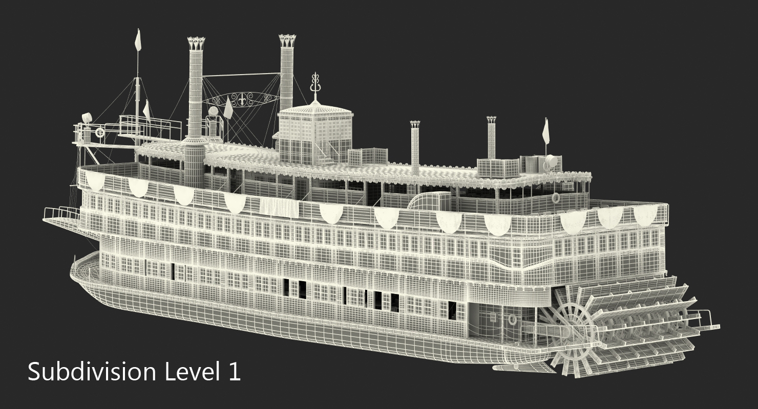 Wheeled Steamboat Belle of Louisville Rigged 3D model