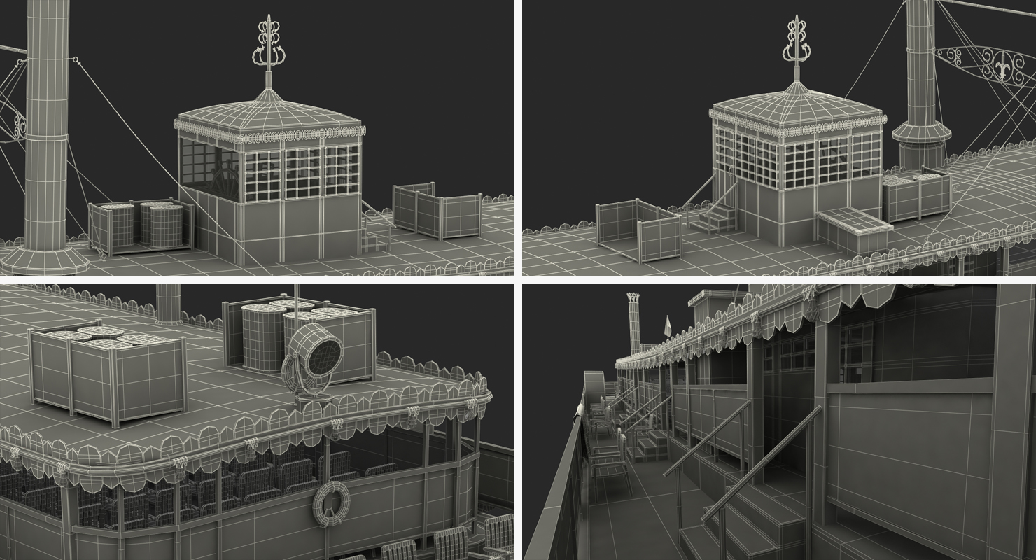 Wheeled Steamboat Belle of Louisville Rigged 3D model