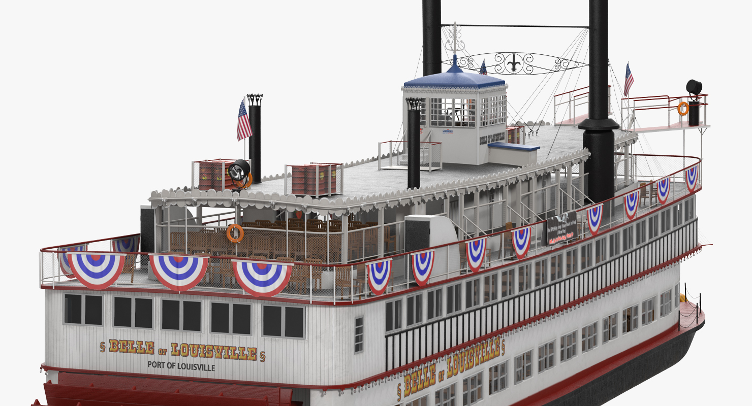 Wheeled Steamboat Belle of Louisville Rigged 3D model