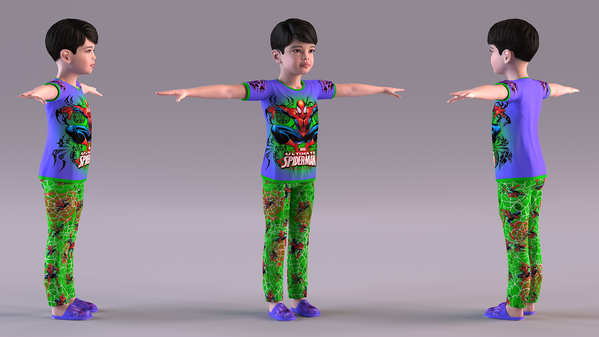 Asian Child Boy Home Style Rigged for Maya 3D