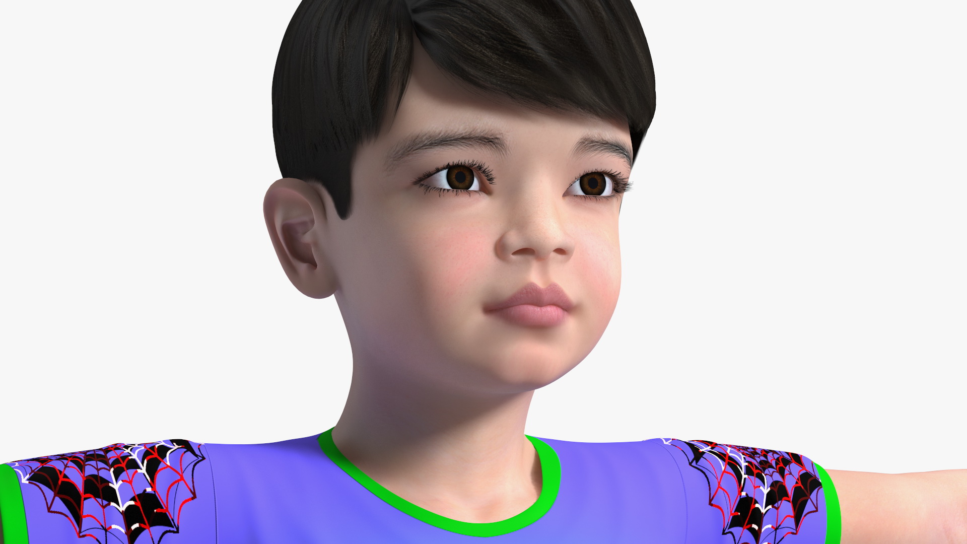 Asian Child Boy Home Style Rigged for Maya 3D