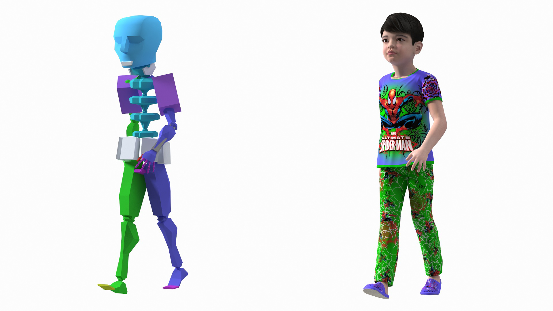 Asian Child Boy Home Style Rigged for Maya 3D