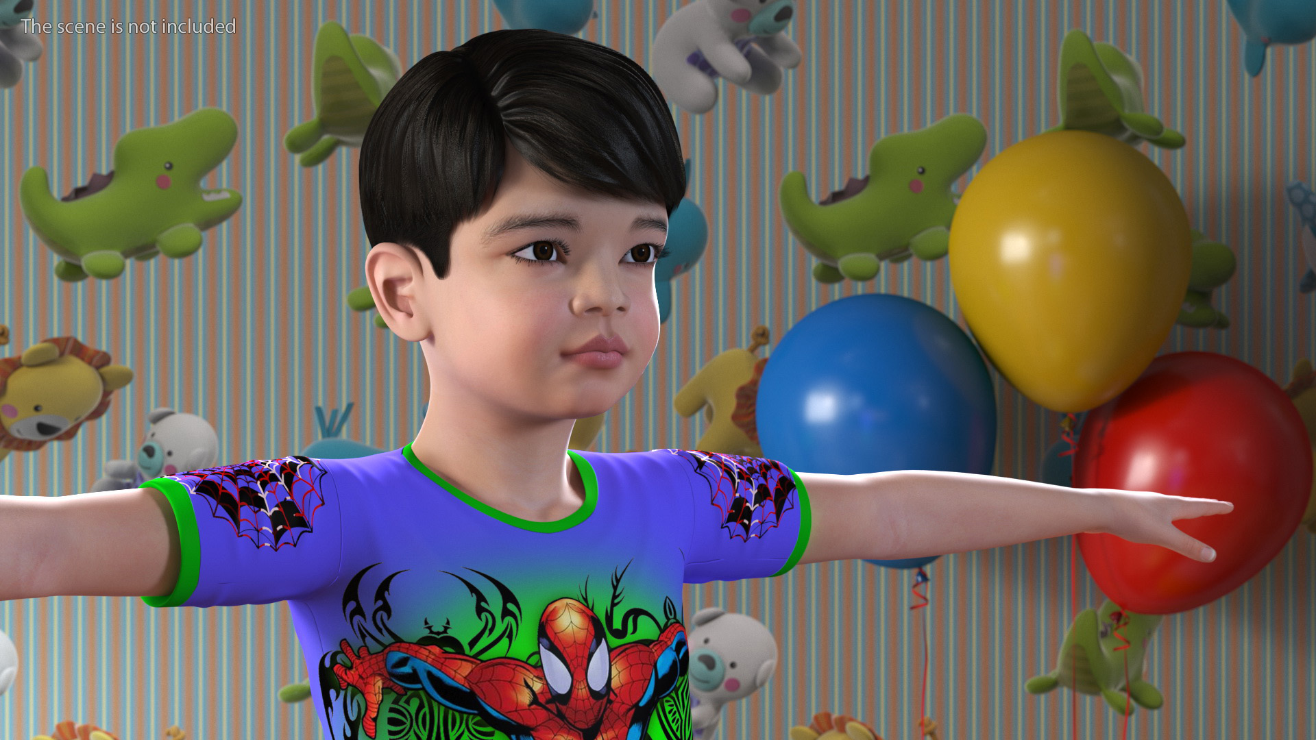 Asian Child Boy Home Style Rigged for Maya 3D