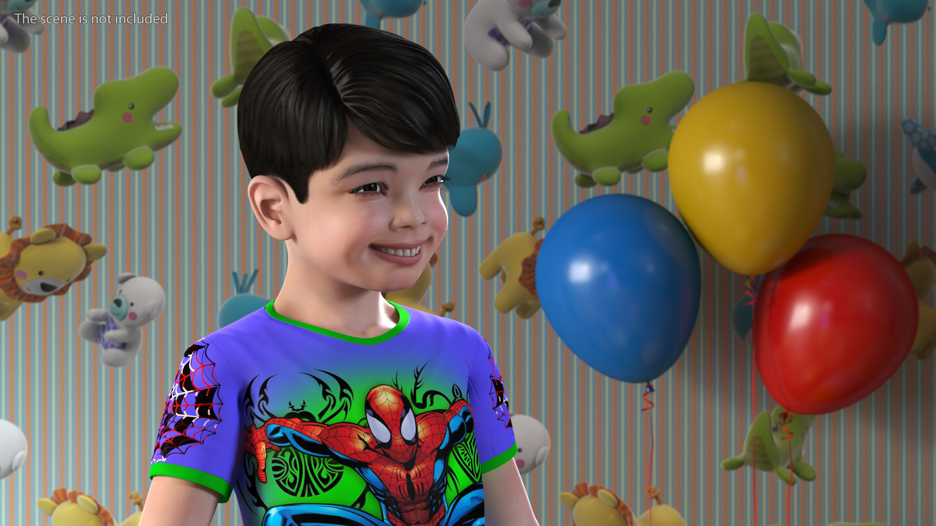 Asian Child Boy Home Style Rigged for Maya 3D