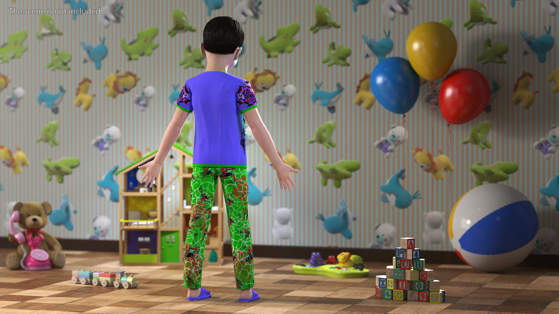 Asian Child Boy Home Style Rigged for Maya 3D