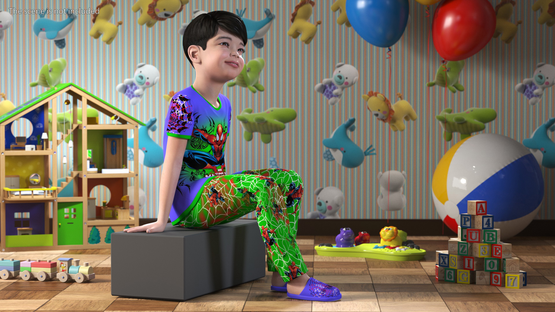 Asian Child Boy Home Style Rigged for Maya 3D