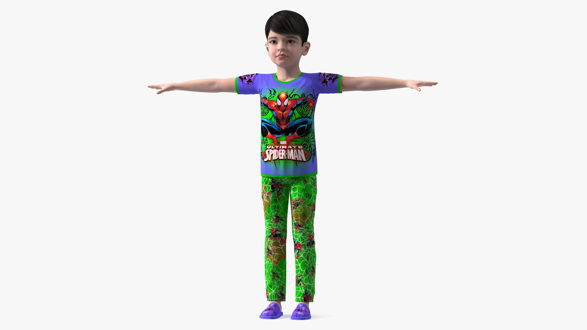 Asian Child Boy Home Style Rigged for Maya 3D