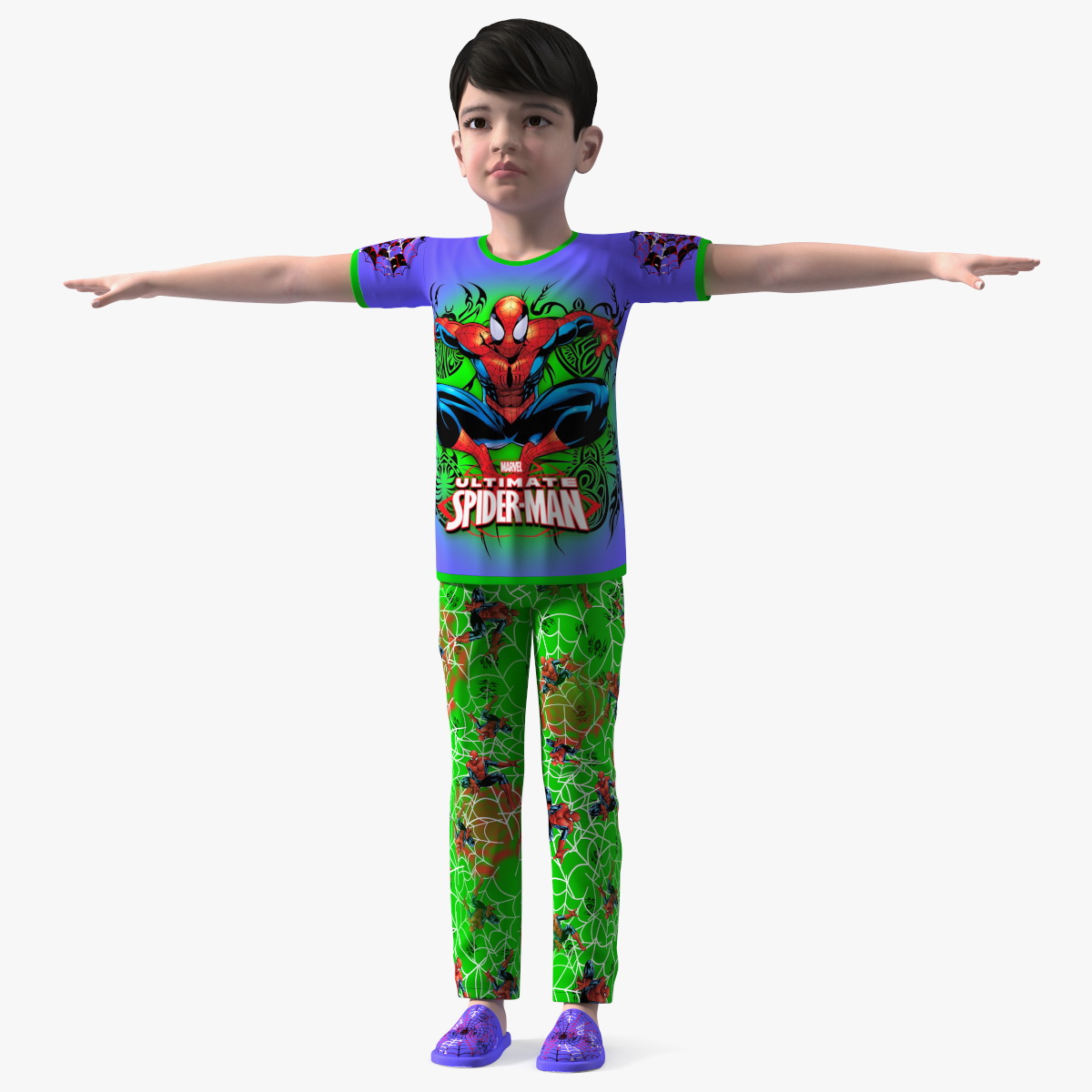 Asian Child Boy Home Style Rigged for Maya 3D