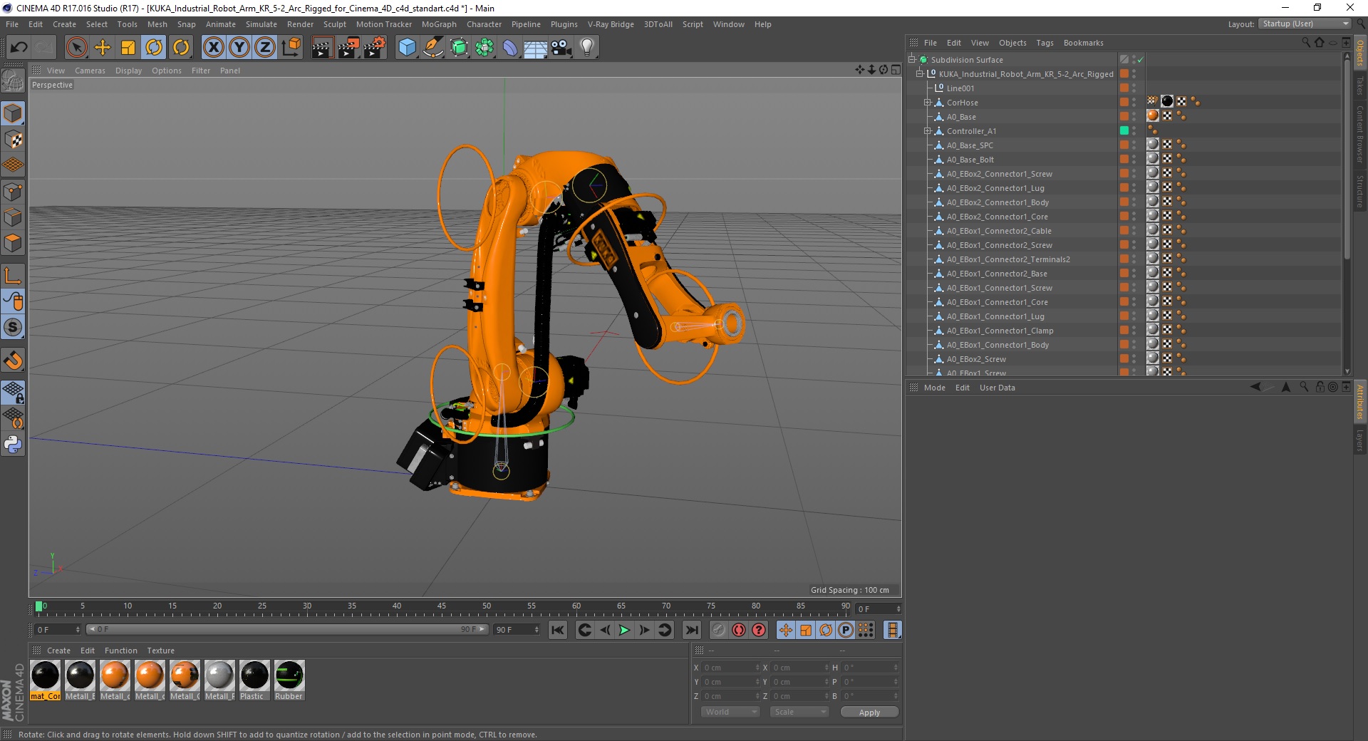 KUKA Industrial Robot Arm KR 5-2 Arc Rigged for Cinema 4D 3D