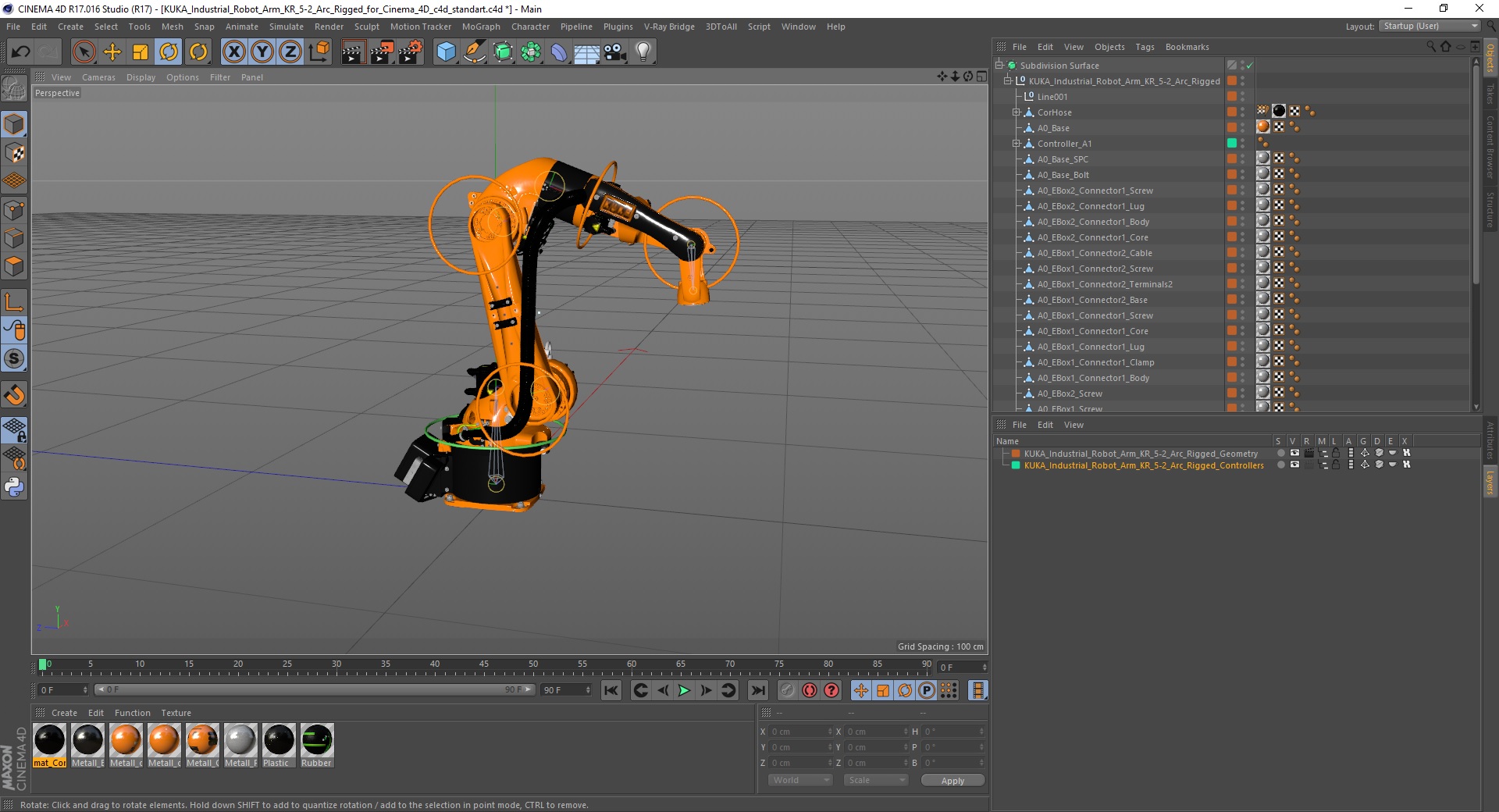 KUKA Industrial Robot Arm KR 5-2 Arc Rigged for Cinema 4D 3D