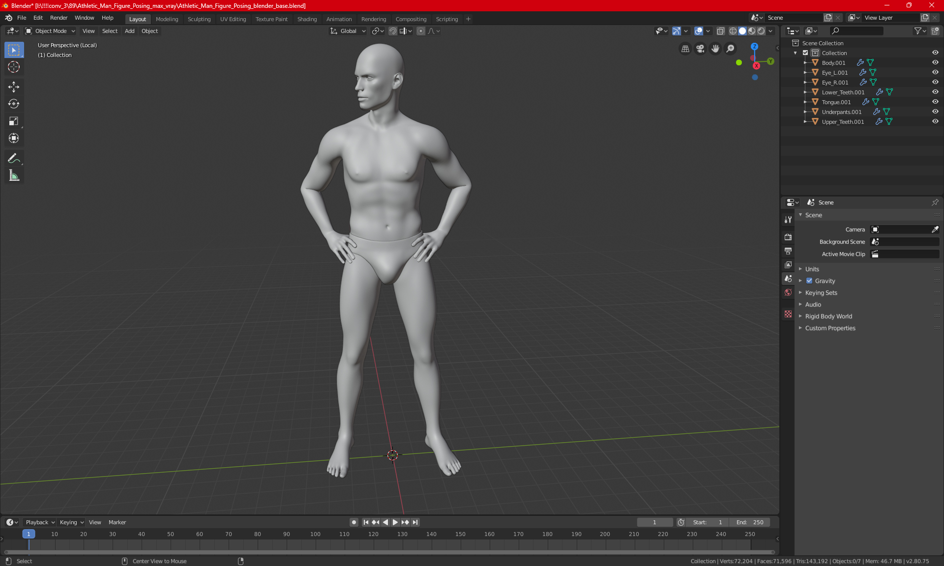 3D Athletic Man Figure Posing