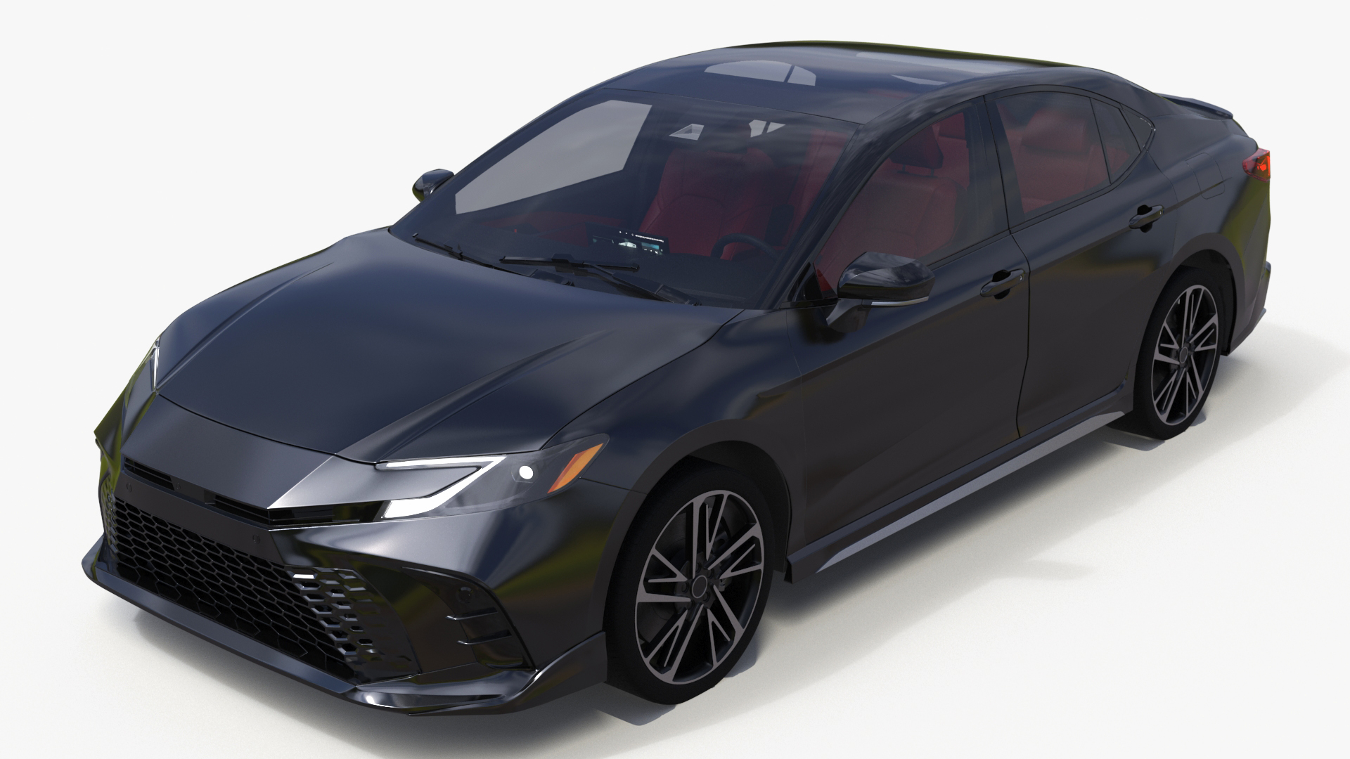 3D Mid Size Sedan Black Simplified