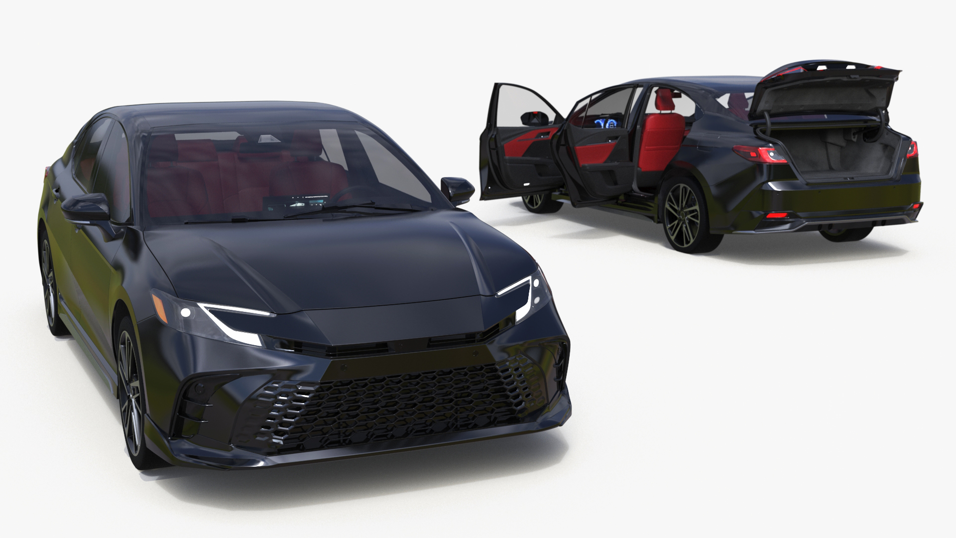 3D Mid Size Sedan Black Simplified