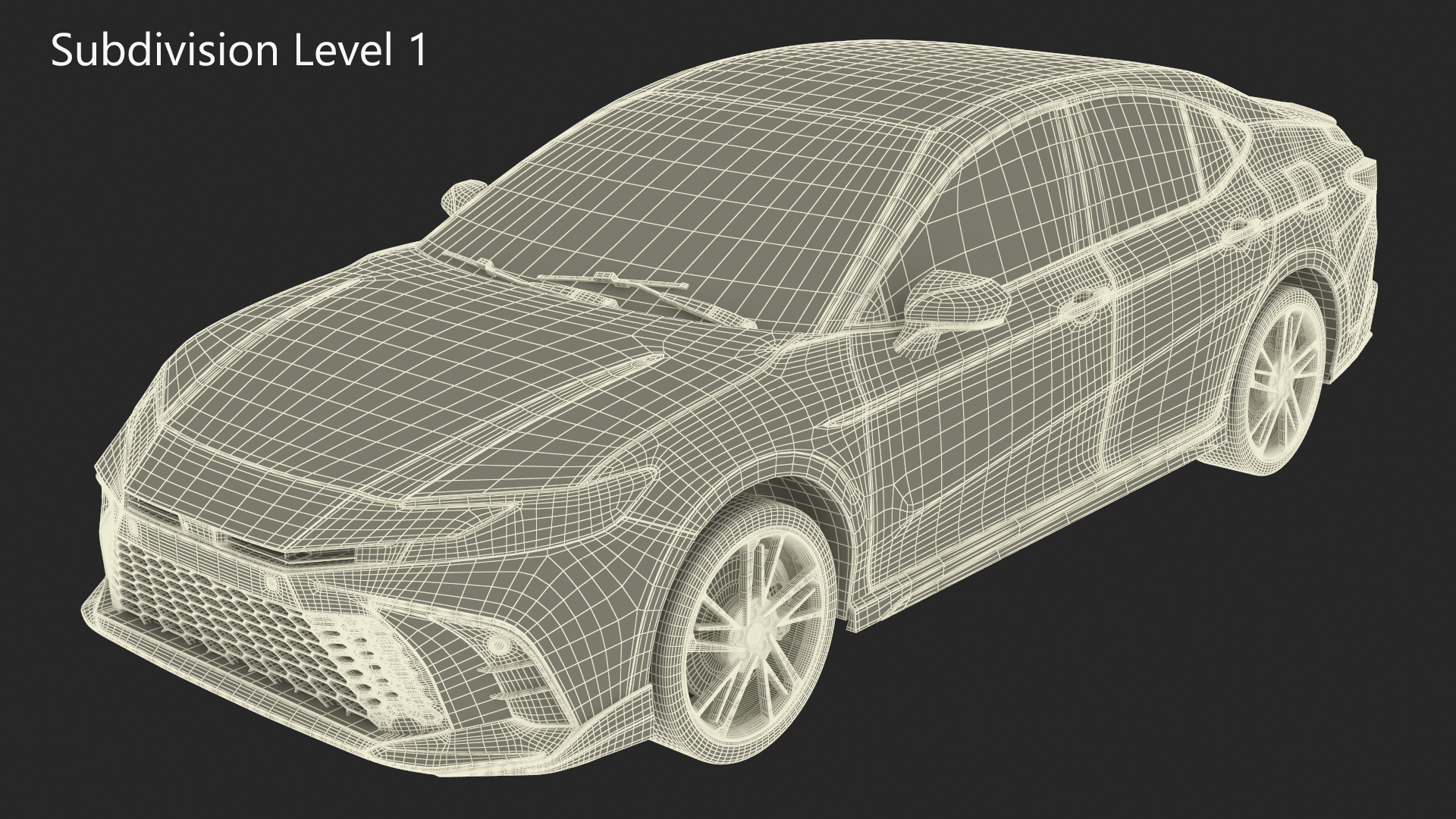 3D Mid Size Sedan Black Simplified