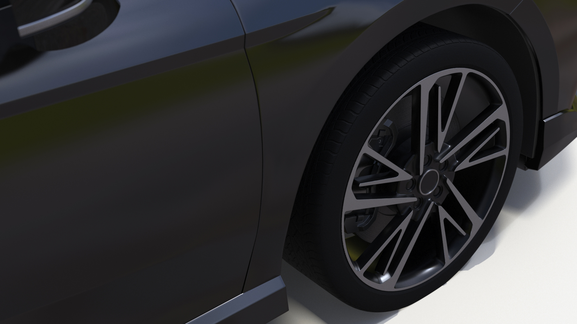 3D Mid Size Sedan Black Simplified