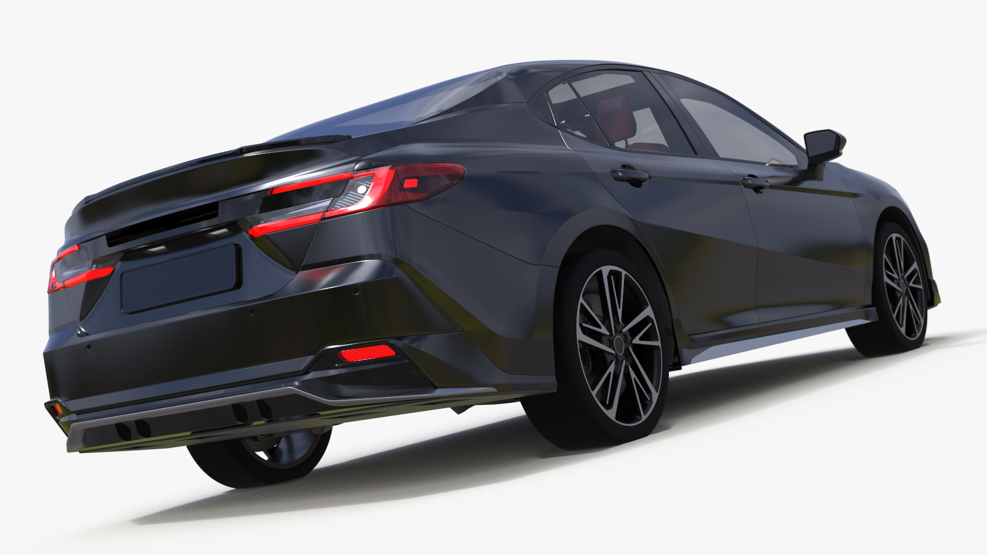 3D Mid Size Sedan Black Simplified