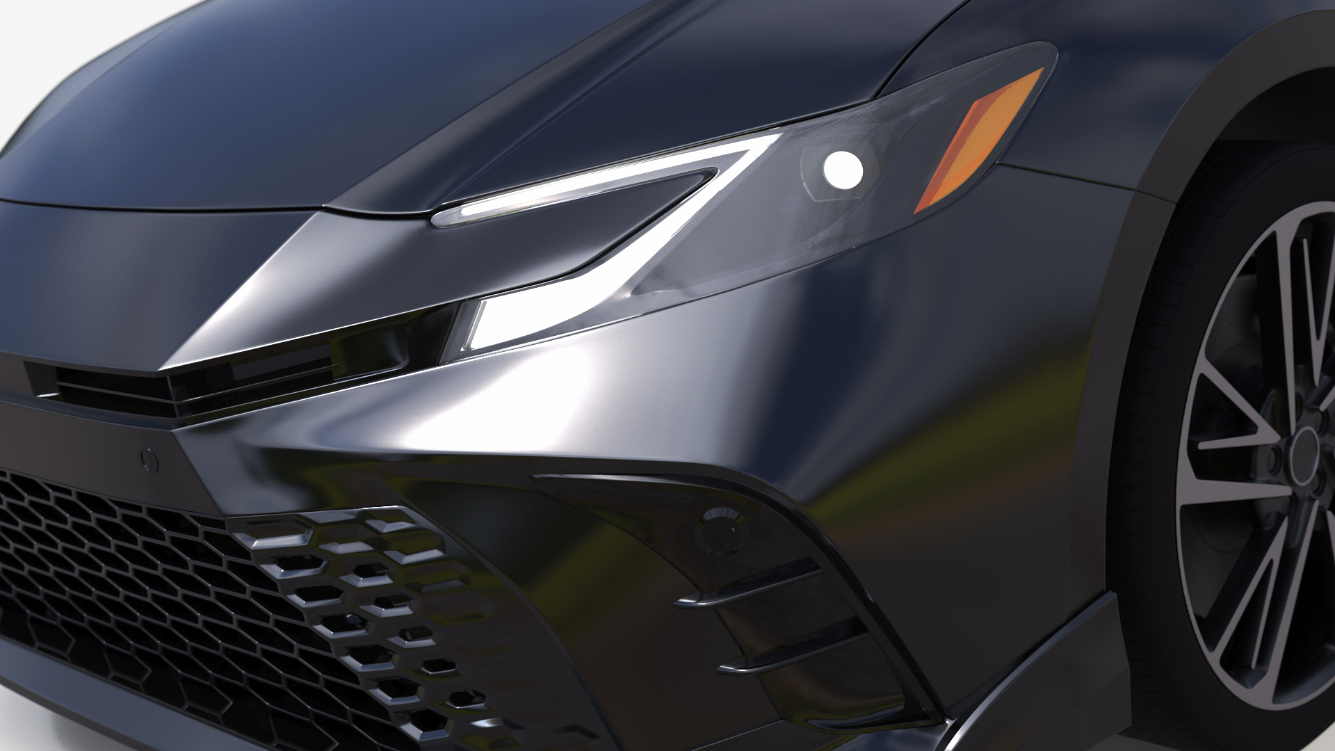 3D Mid Size Sedan Black Simplified