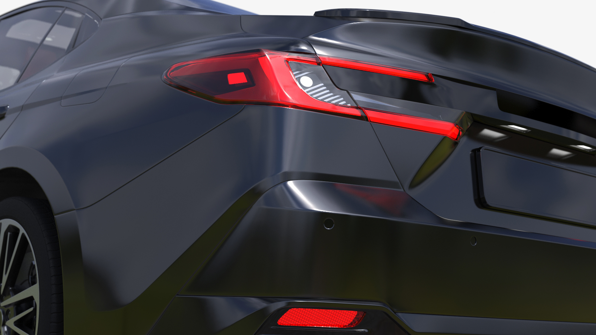 3D Mid Size Sedan Black Simplified