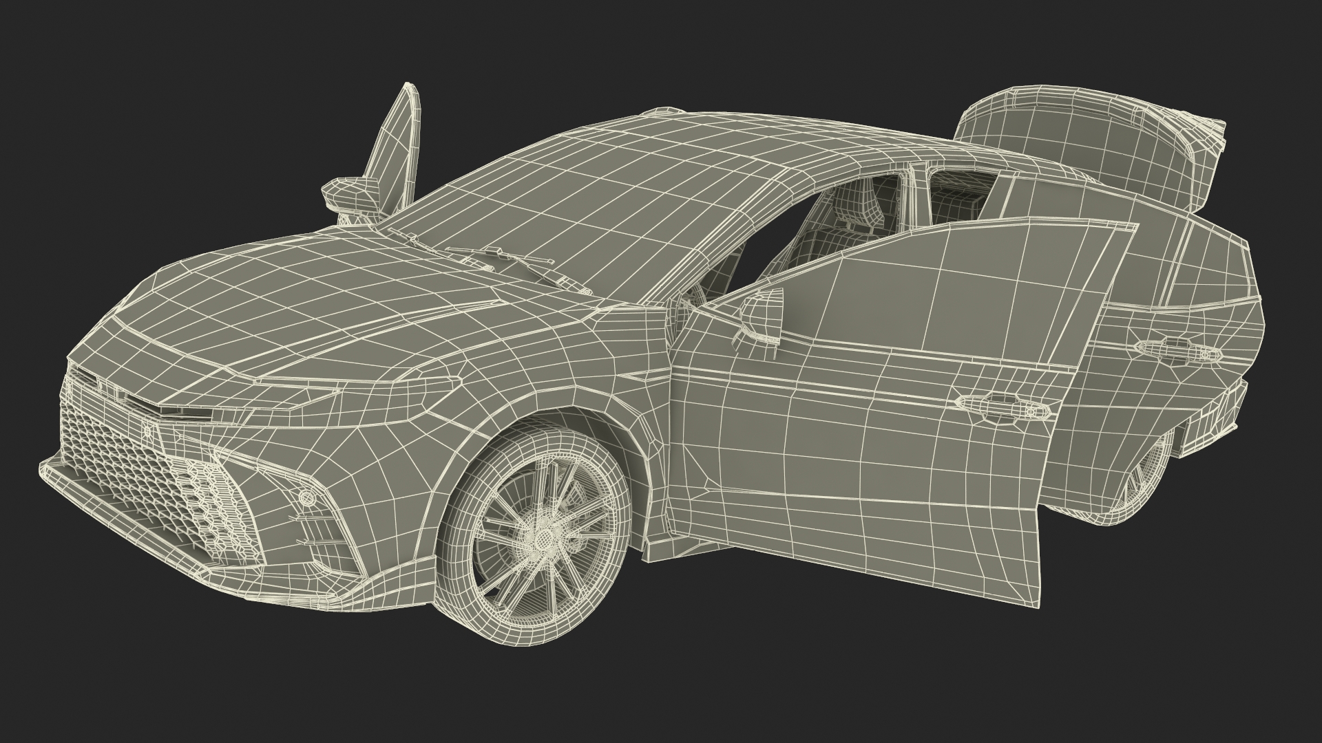 3D Mid Size Sedan Black Simplified