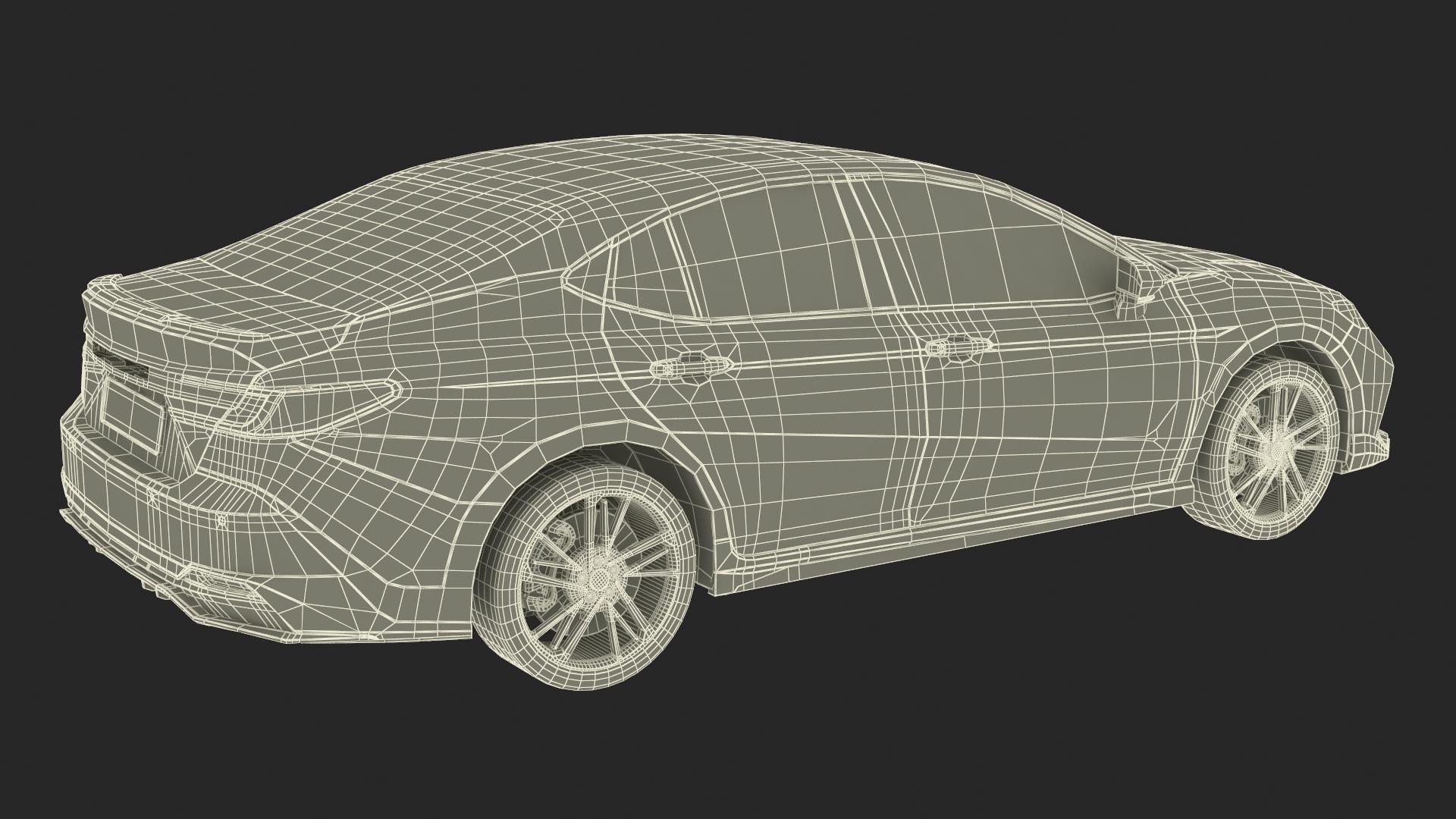 3D Mid Size Sedan Black Simplified
