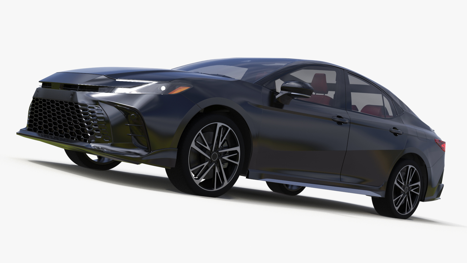 3D Mid Size Sedan Black Simplified