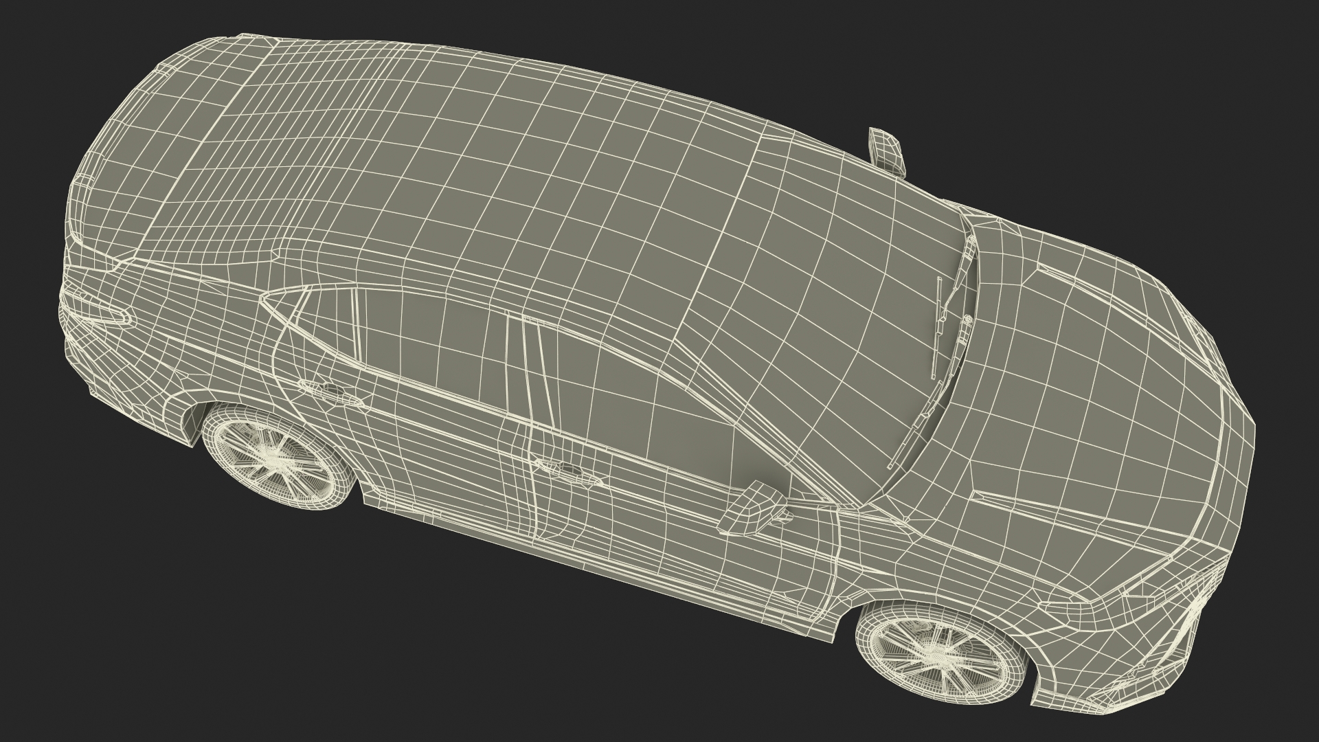 3D Mid Size Sedan Black Simplified