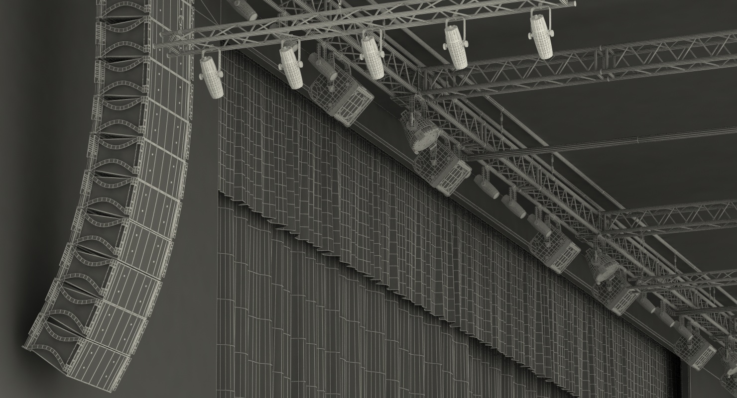 3D Theater Stage Closed Curtain model