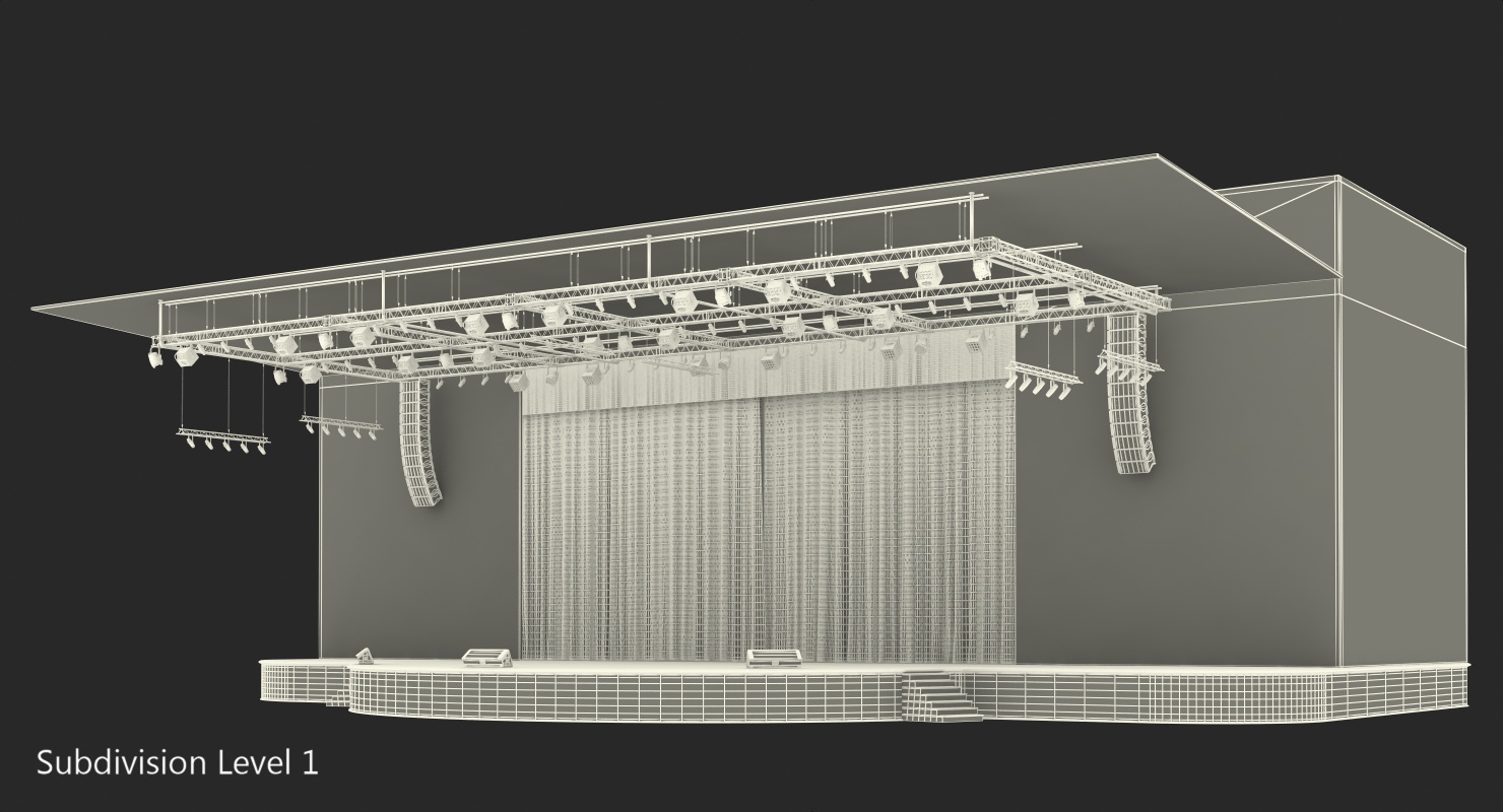 3D Theater Stage Closed Curtain model
